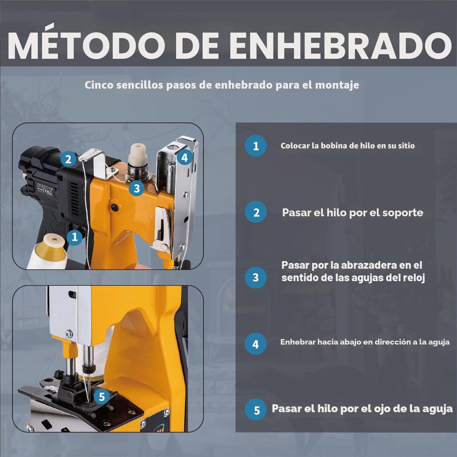 KATSU FIT-BAT Maquinas de Coser Sacos Portátil 21V Inalámbrico Máquina de Embalaje de Costura Más Cercana Bolsa con Batería de 3.0 Ah, para Coser/Sellar Bolsas Tejidas/Papel/Plástico