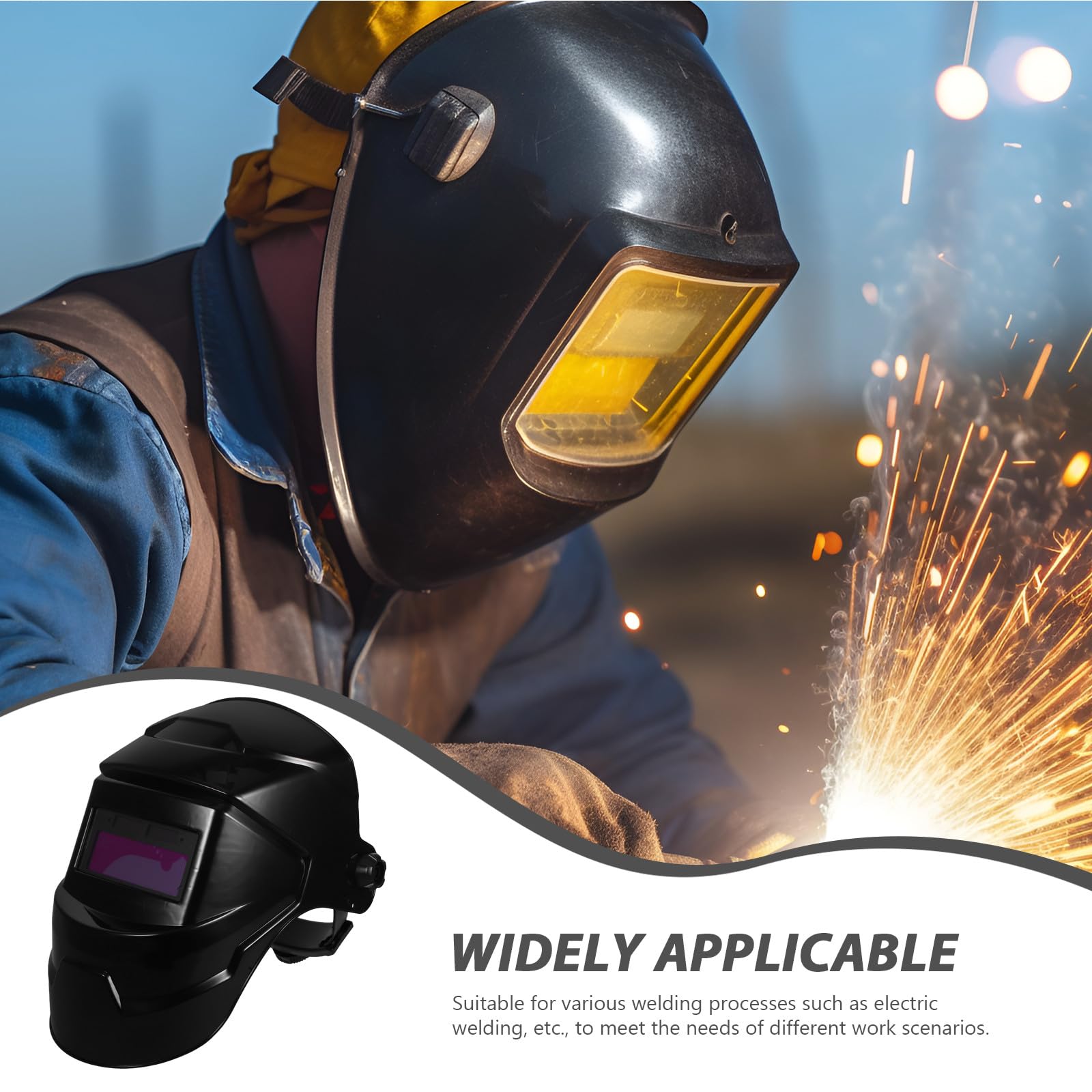 Maschera da Saldatura Resistente a Alte Temperature e Urti con Oscuramento Automatico Solare Materiale Pp PC Abs con Pellicole Protettive, per Vari Processi di Saldatura