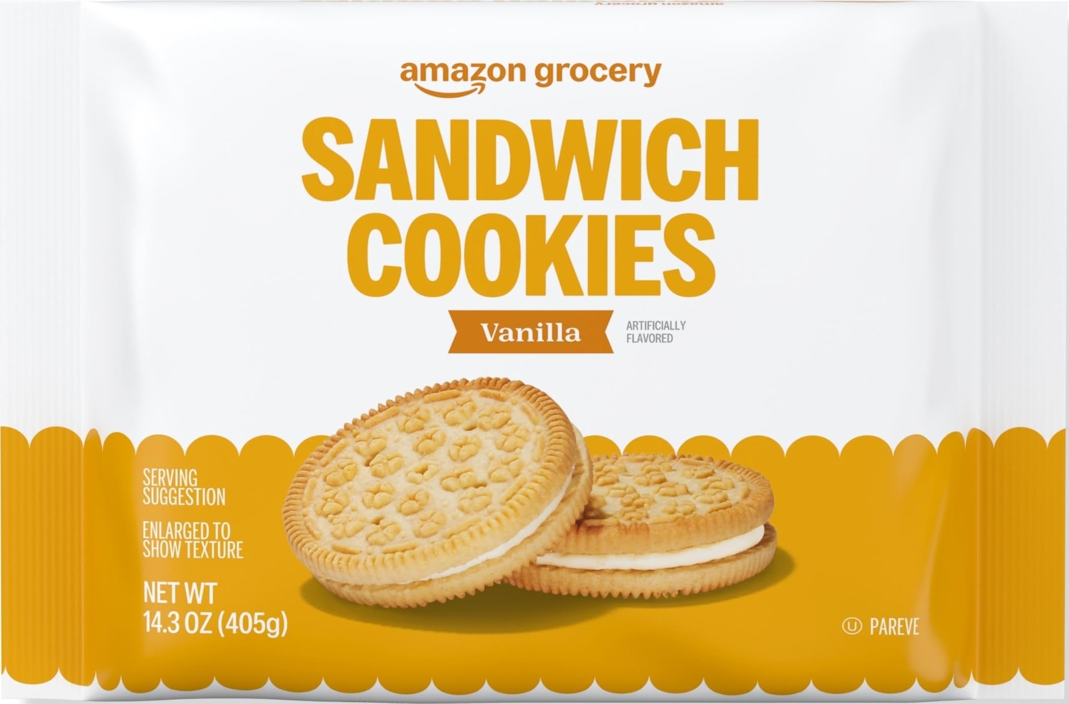 Amazon Grocery, Vanilla Sandwich Cookies, 14.3 Oz