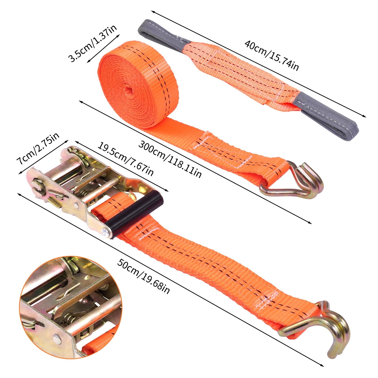 Sangles Transport Moto - Sangle Serrage 48mm Orange, Sécurité Remorque