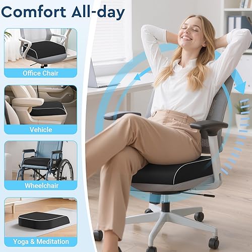 Miniatura 7 de Cojín de asiento, cojines de espuma viscoelástica para silla de oficina para largas horas sentadas, cojín para silla para ciática, coxis, coxis,