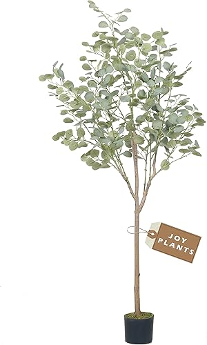 Miniatura 3 de Árbol de eucalipto artificial de 5 pies, modernas hojas de dólar de plata falsas, plantas de plástico para decoración del hogar, decoración de
