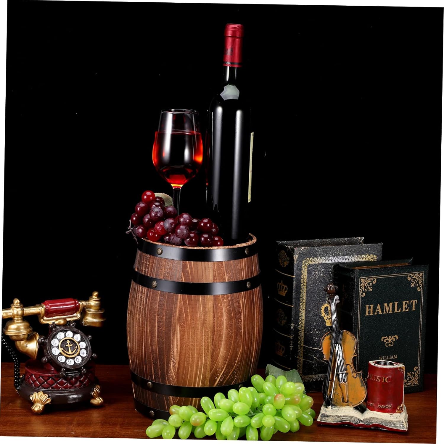 IMIKEYA Wood Wine Decor Rustic Oak Ornament for Home Bars Unique Vintage Photo Prop for Landscaping Entertaining Handmade Craftsmanship Charred Finish