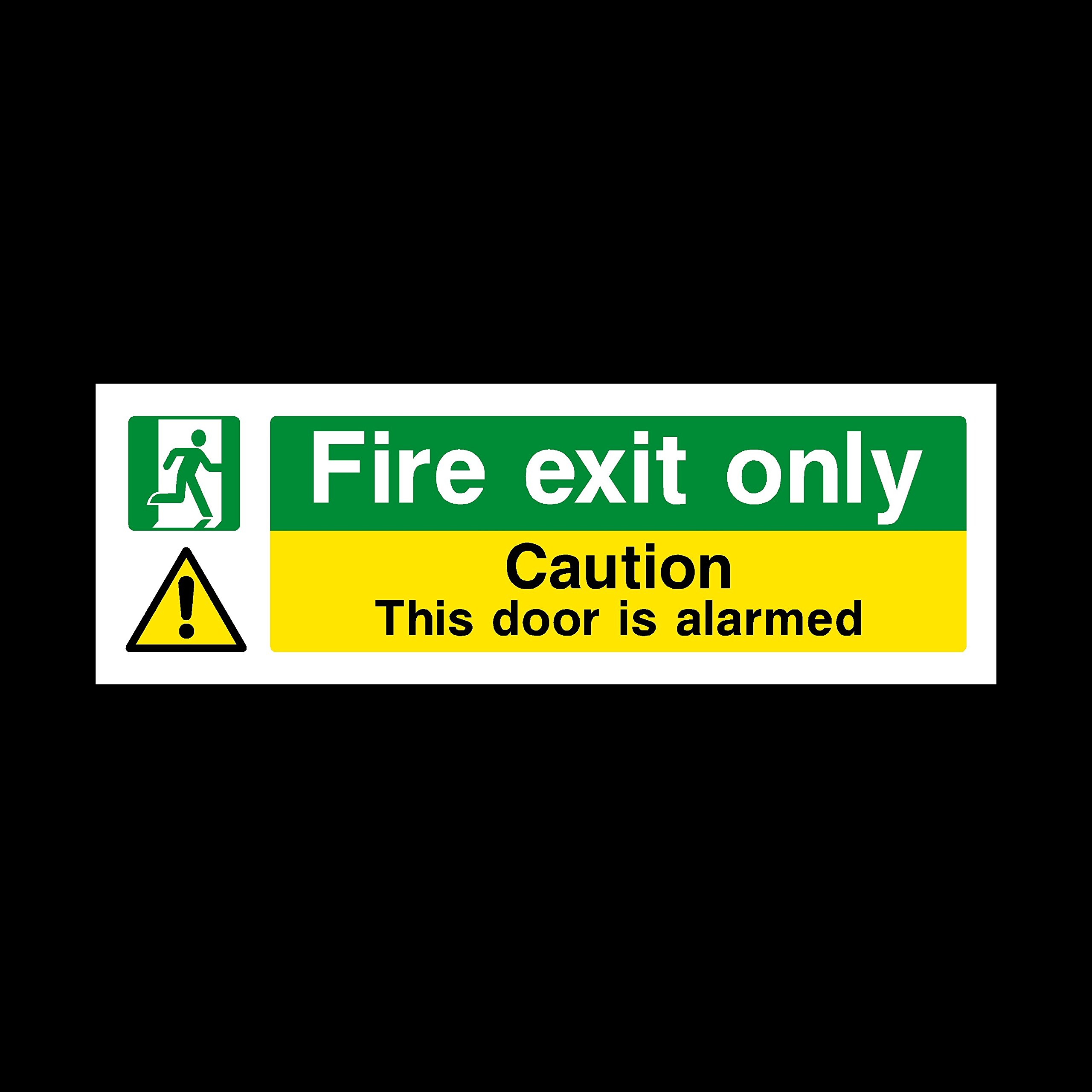 Ussp&S Fire Exit Only - Caution Door Alarmed 300X100mm Plastic Sign - Fire/Emergency/Exit/Alarm/Push/Extinguisher/Assembly (Ee25)
