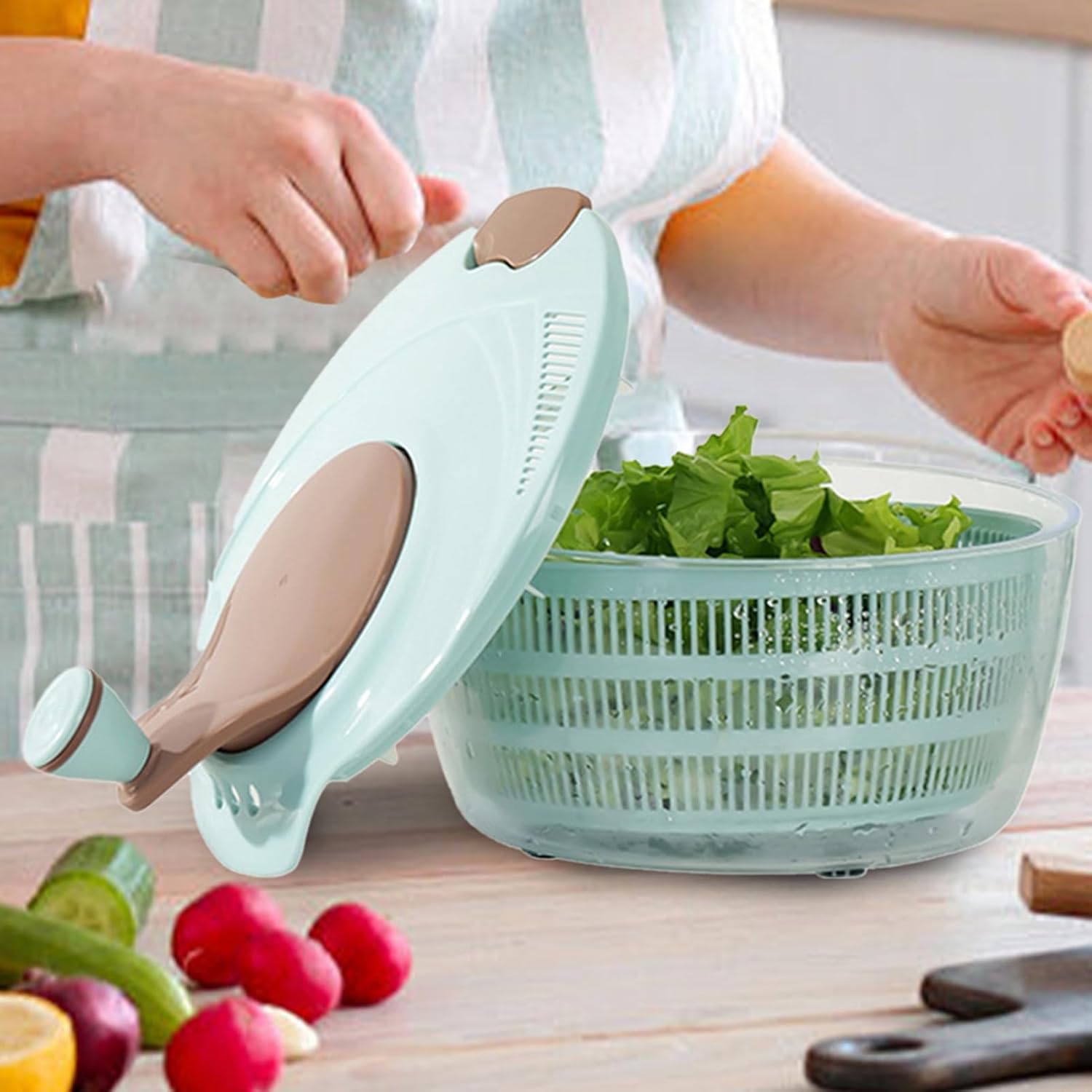 Fruit Cleaner Spinner - Salad Draining Dehydrator Basket - Vegetable Washing Bowl,for Kitchen Apartment Dormitory Restaurant Home Dining Room