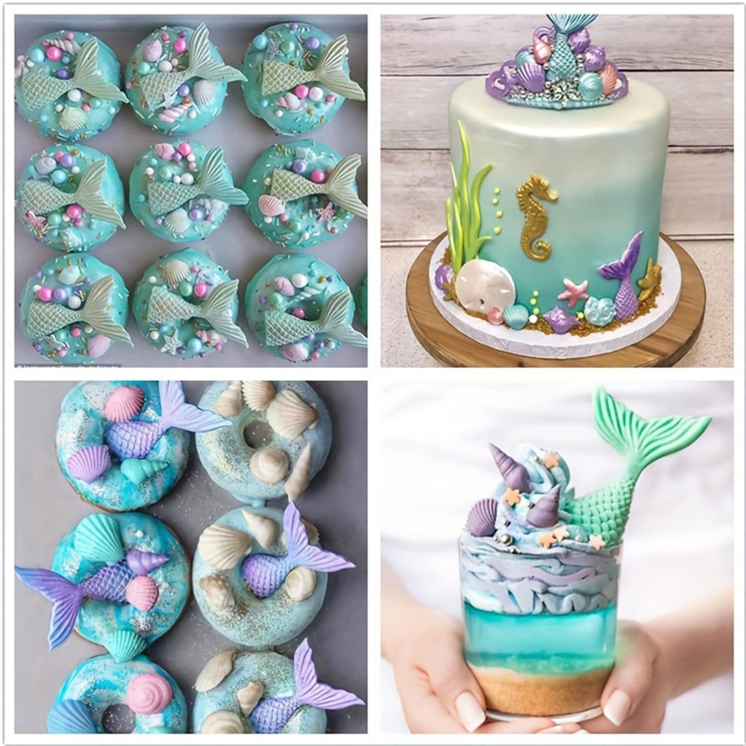 SYEYCW 4er Set Meerestiere Silikonformen - Fondant Backformen Kuchen