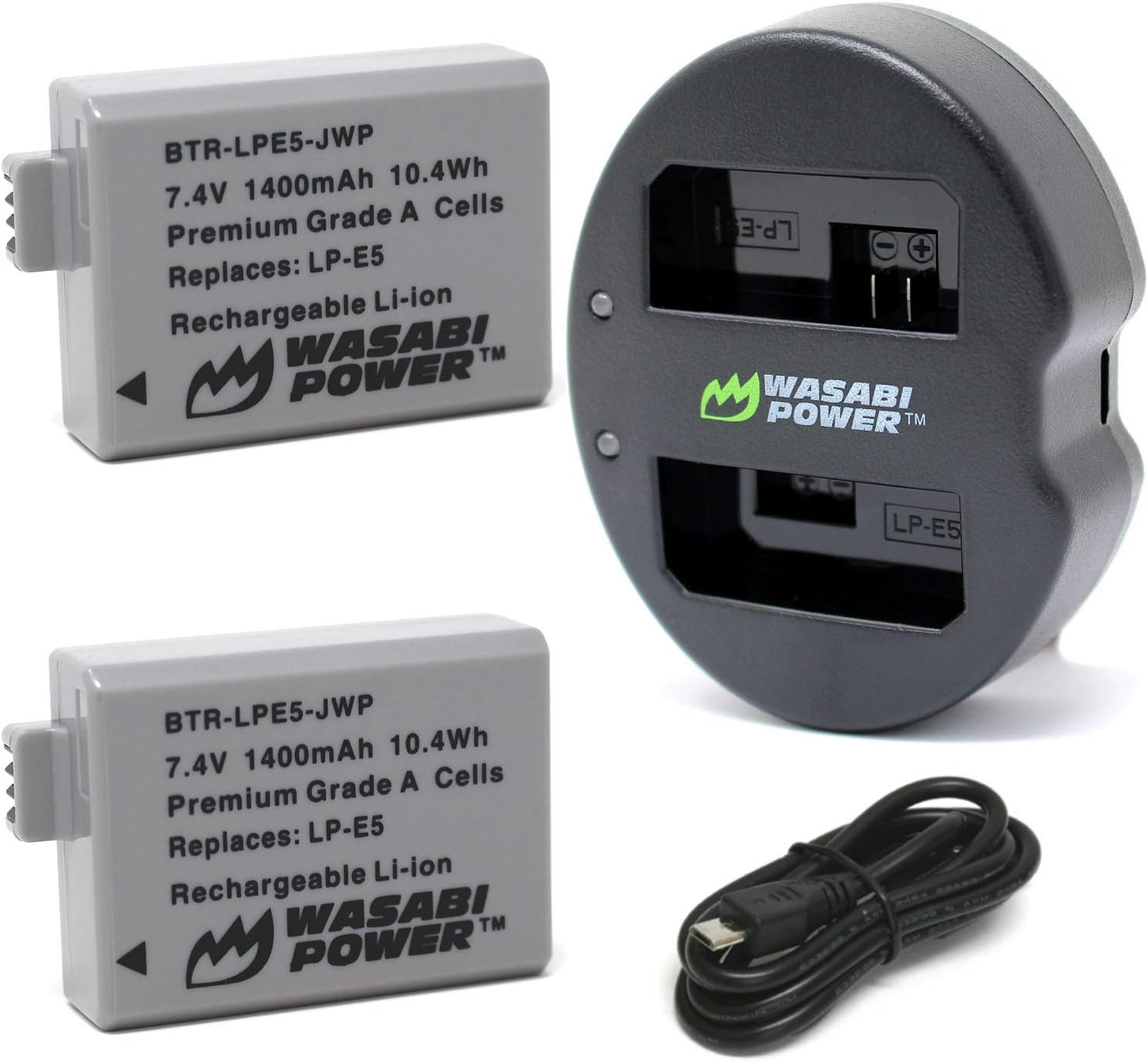 2x Batteria Caricabatteria (USB/Auto/Corrente) Per Canon LP-E5 / EOS 450D, 500D, 1000D / Rebel T1i, XS, Xsi - Foto 6