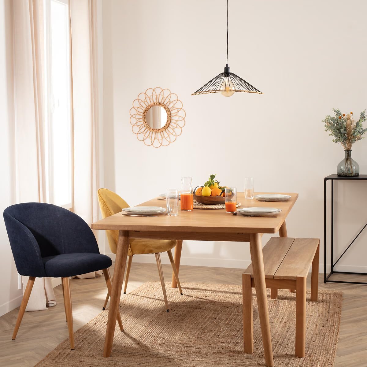 Chaise Fauteuil de Table en Velours côtelé Taupe et Pieds en métal - Atmosphera