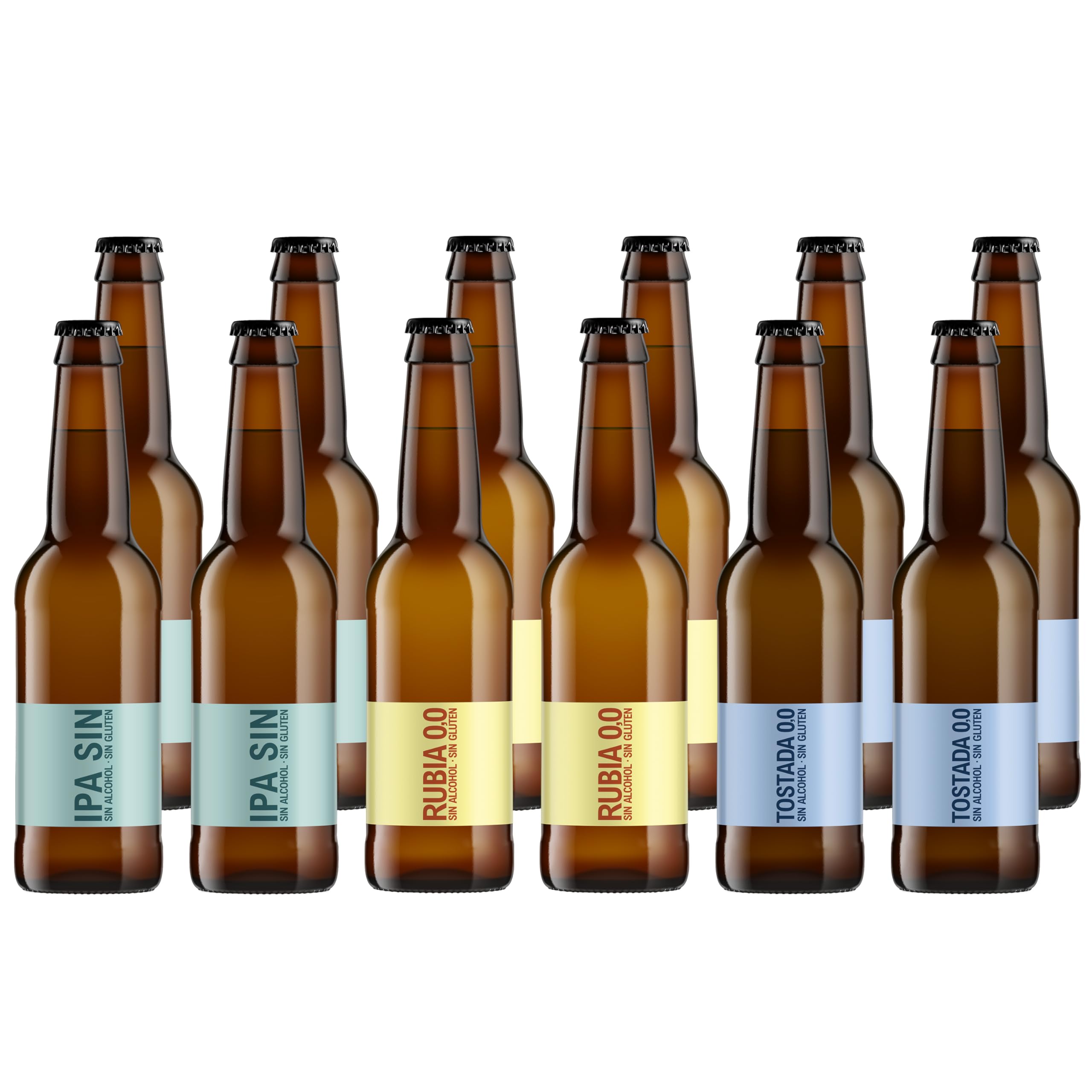 Cerveza Artesana Arriaca Pack Degustación "SIN Alcohol y SIN Gluten" RUBIA 0,0 + TOSTADA 0,0 + IPA SIN (Lata 24ud)