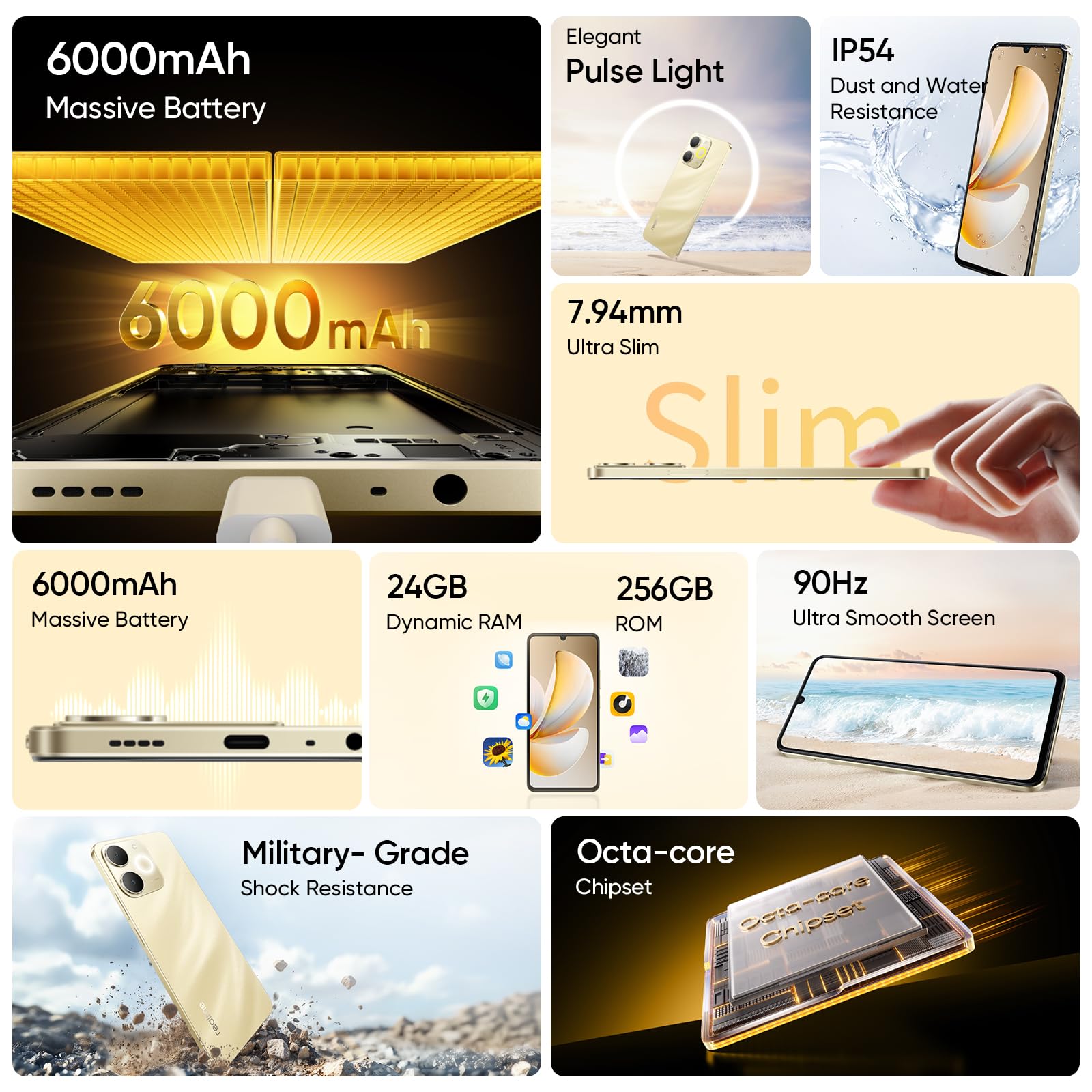 realme Note 70T Smartphone, 4+256GB, batteria 6000mAh, ricarica rapida 15W, display HD 90Hz da 6,75 pollici, fotocamera 18MP, chipset Octa-core T7250, NEXT AI, IP54, senza caricatore - Nero