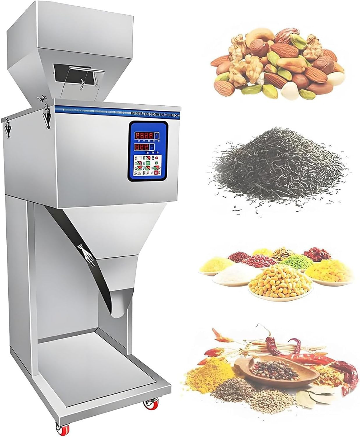 YEHOZZ 300W Subpackage Machine,Automatic Powder Granule Filling Machine,Particle Filling Machine,Weigh Filler Particle Dispenser with Foot Pedal & Display for Beans/Tea/Powder 10gto999g