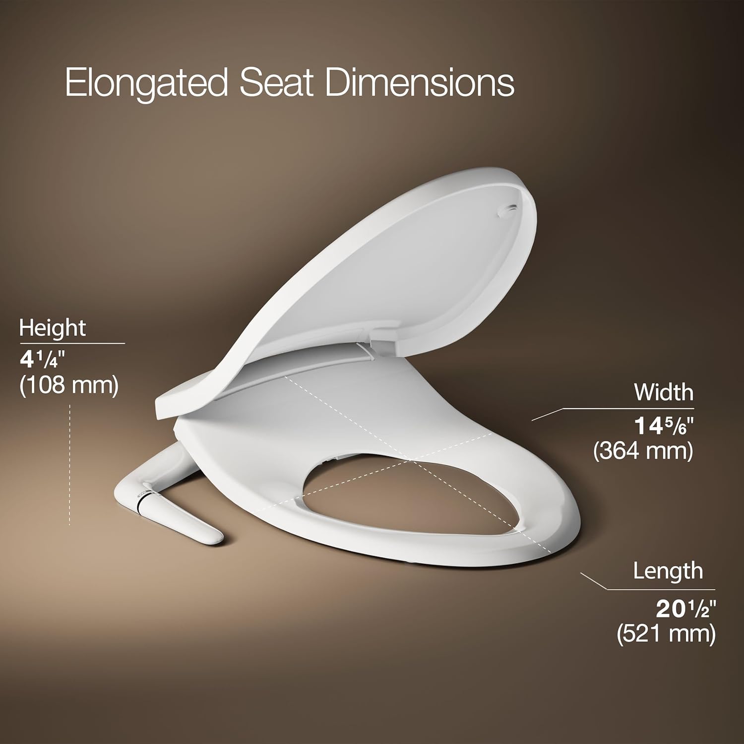 Kohler PureWash M250 Manual Elongated Bidet Toilet Seat, White, Quiet-Close Lid Prevents Slamming, Cool Water, Easy Installation with Quick-Release Hinges, Adjustable Spray Position & Pressure