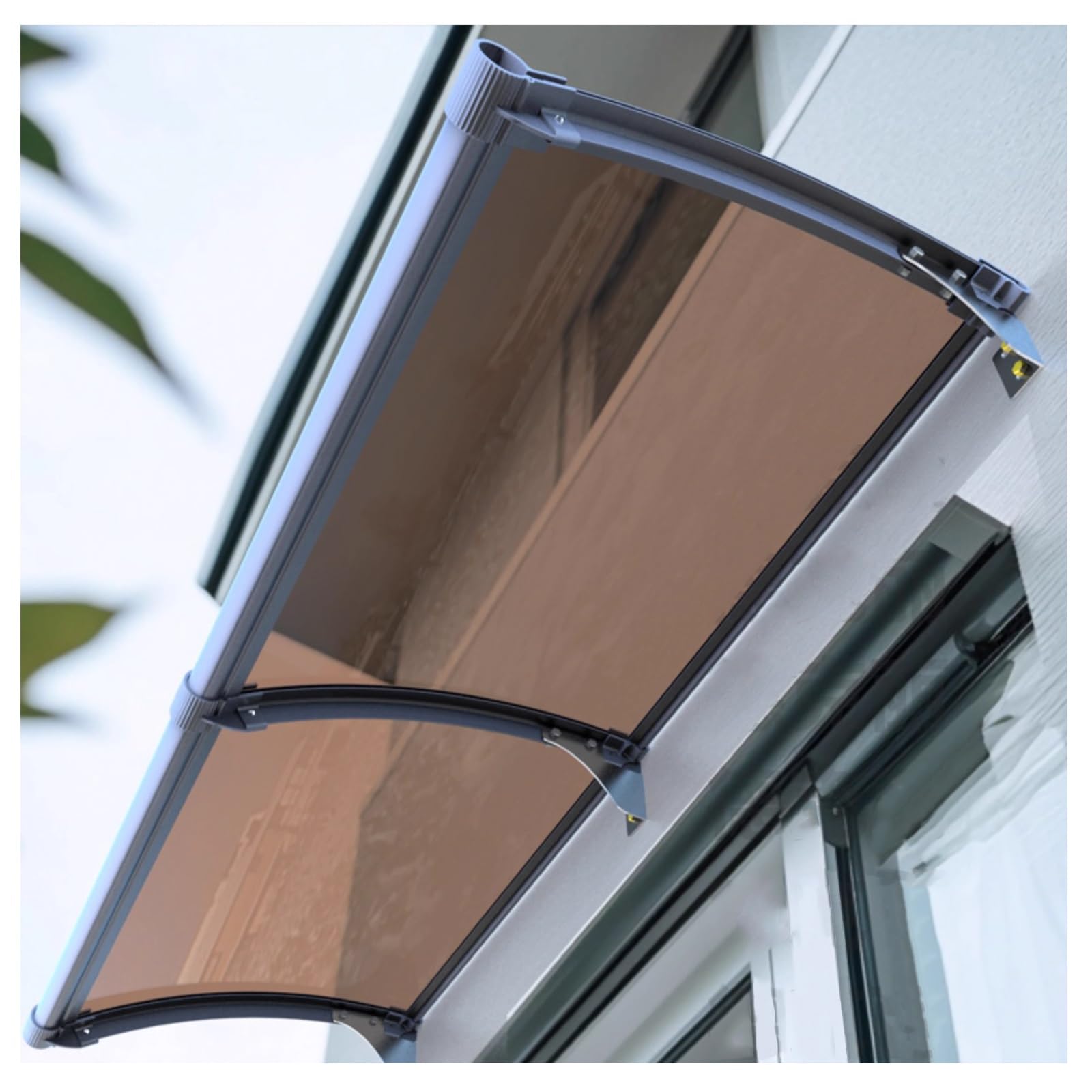 GJZQDKX Aluminum and Polycarbonate Door Canopy Outdoor Entrance Awning for Garden Weather-Resistant Overhang (57x260cm/22.4x102in) - Stylish & Protection