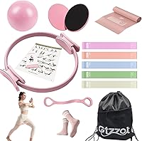 Vista 1 de Kit esencial de pilates para mujeres, equipo de ejercicio de yoga para entrenamientos en casa con mini bola, bandas de resistencia, discos Juego