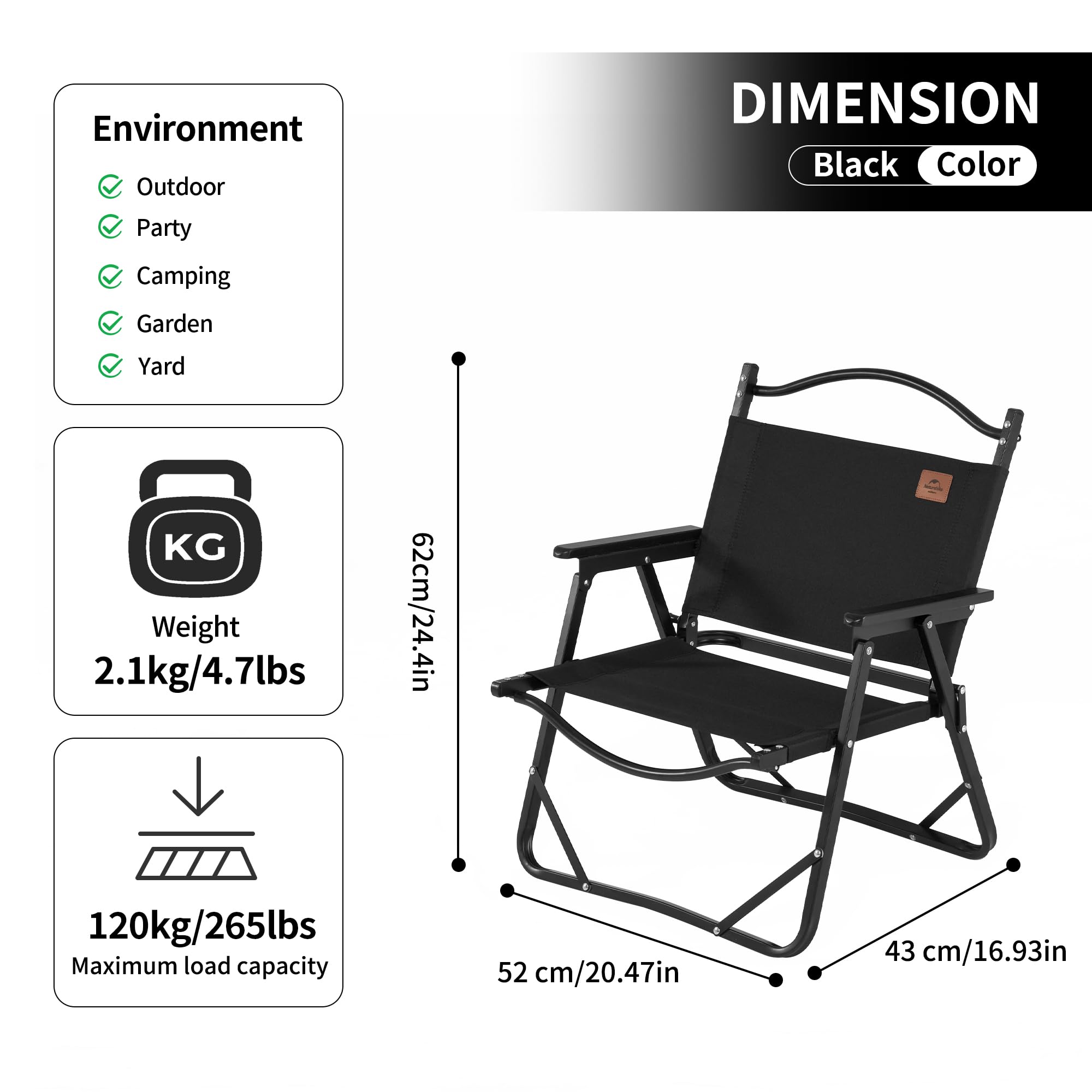 Chaise De Camping Pliable, Chaise Pliante D'extérieur En Alliage D Pique Nique Noir 94730439
