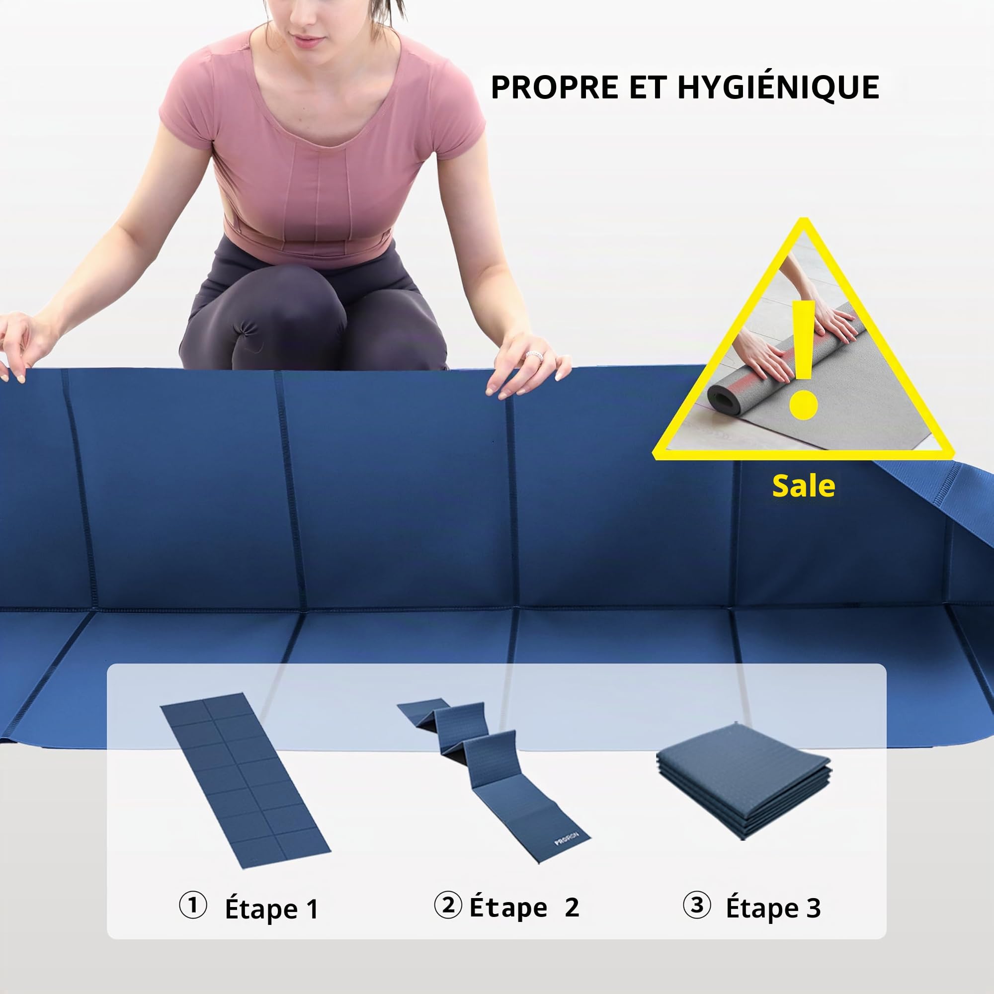 PROIRON Tapis de Yoga Antidérapant Pliable 2/4mm Tapi Sport Pliabl pour Exercice, Fitness, Pilates, Gymnastique 173 x 61cm/183 x 61cm