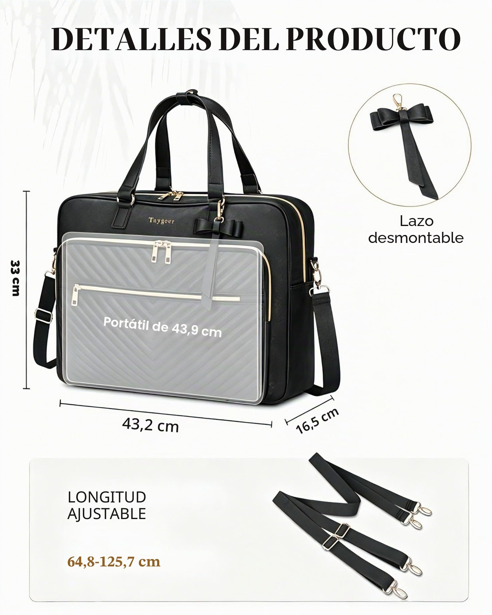 Taygeer Bolso Portatil Mujer, Maletin Portatil 17 Pulgadas PU Multifuncional Bolso Universidad Mujer Grande Funciona Como Mochila Casual Impermeable para Trabajo Viajar, Negro