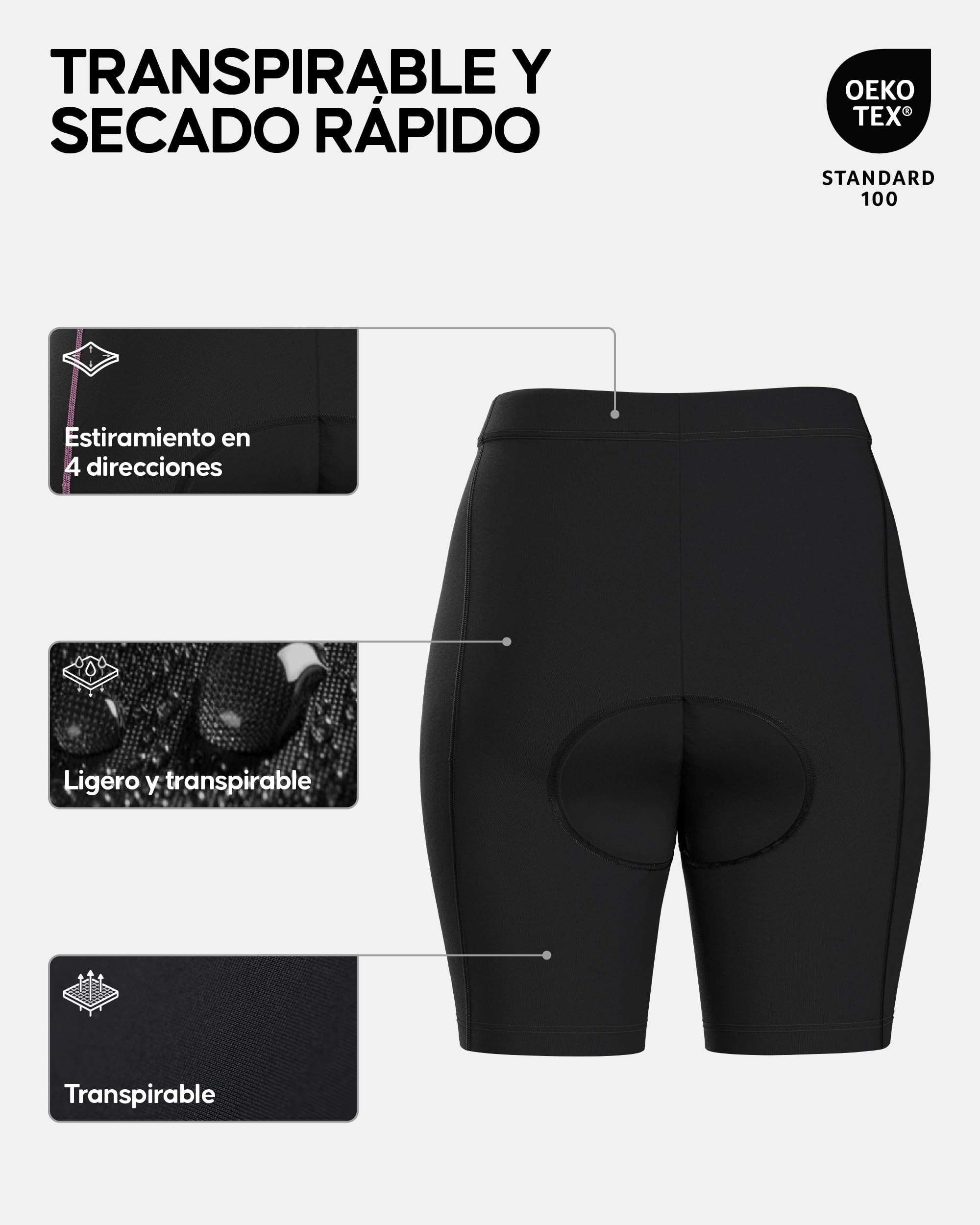 DANISH ENDURANCE Pantalón Corto Verano Acolchado con Gel 3D de Ciclismo para Mujer, Shorts Elásticos, Transpirables