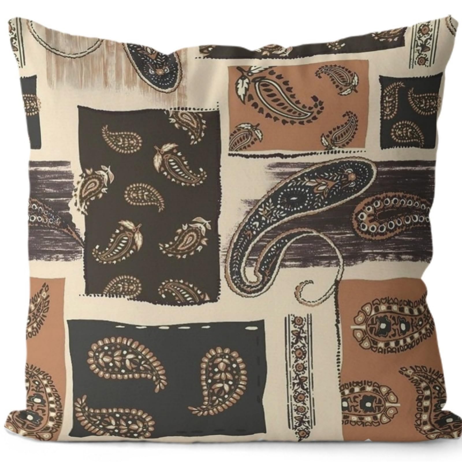 Cushion Covers 40cm x 40cm Brown Abstract Pillowcase Invisible Zipper
