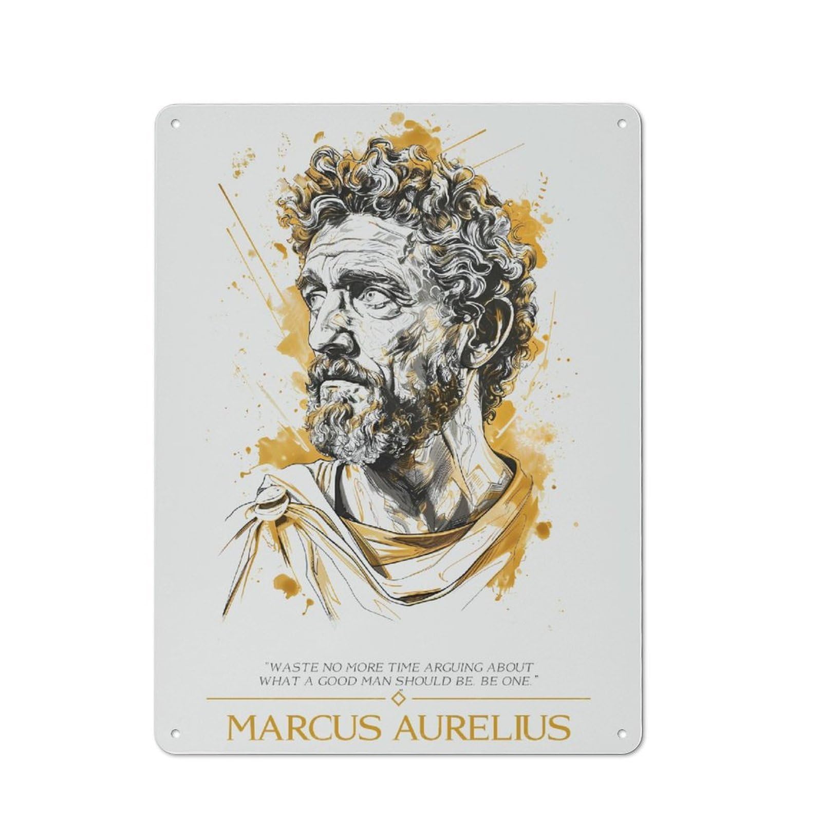 Junmoney Marcus Aurelius Vintage Tin Sign 40X30cm With For Hobby Room Or Studio, For Metal Sign Collectors, For Garage And Workshop Walls