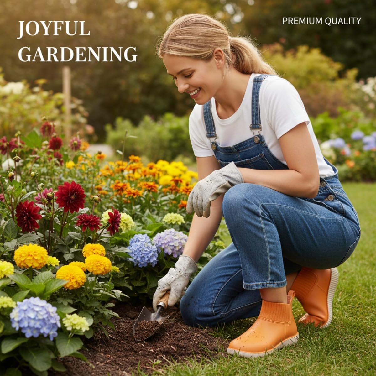 Women's Fashionable Waterproof Short Rain Boots, Cute Ribbed Elastic Ankle Garden Shoes, Lightweight Anti-Slip Slip-on Mud Booties for Rainy Day Outdoor