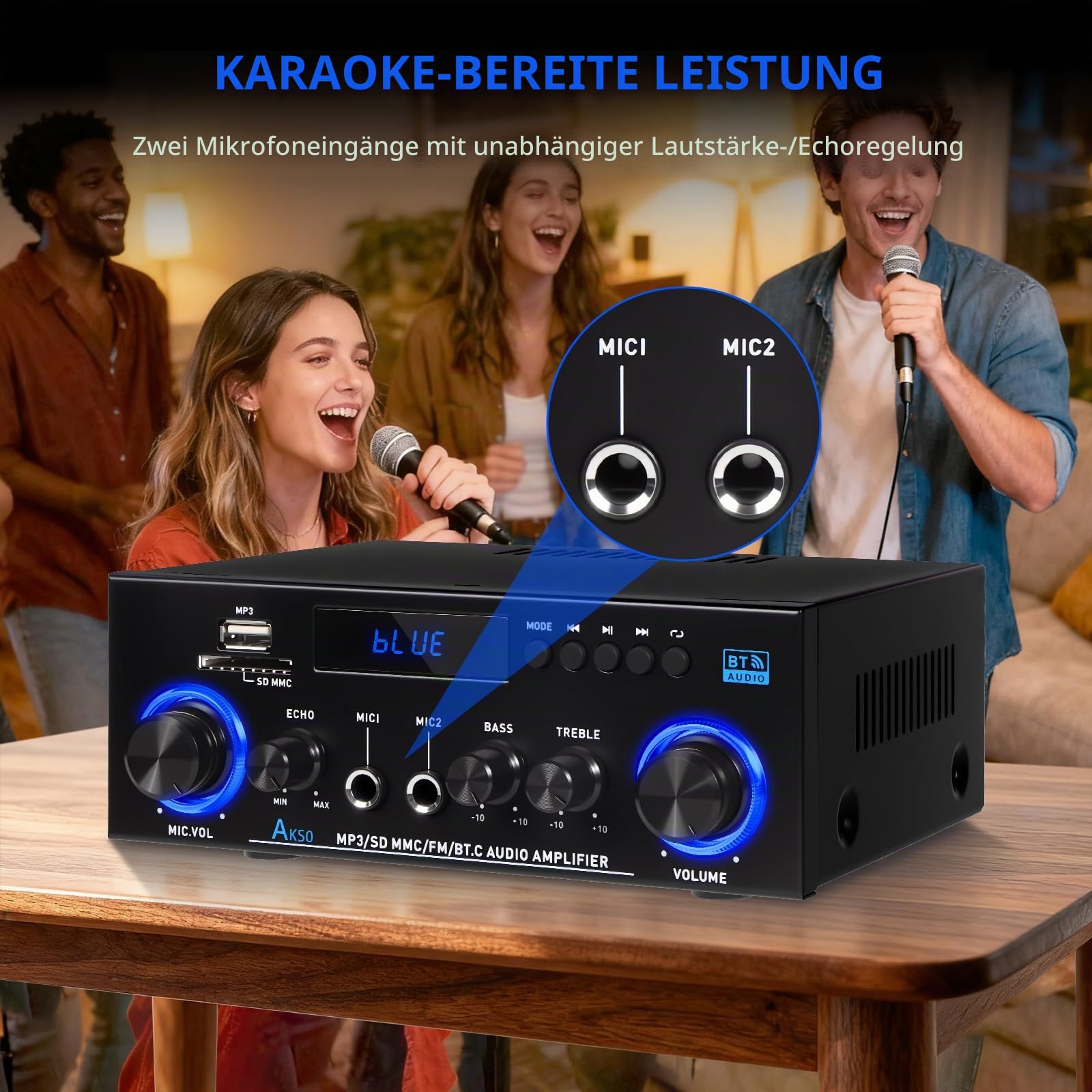 HiFi-Verstärker mit Bluetooth 5.3 Stereo 1000 W