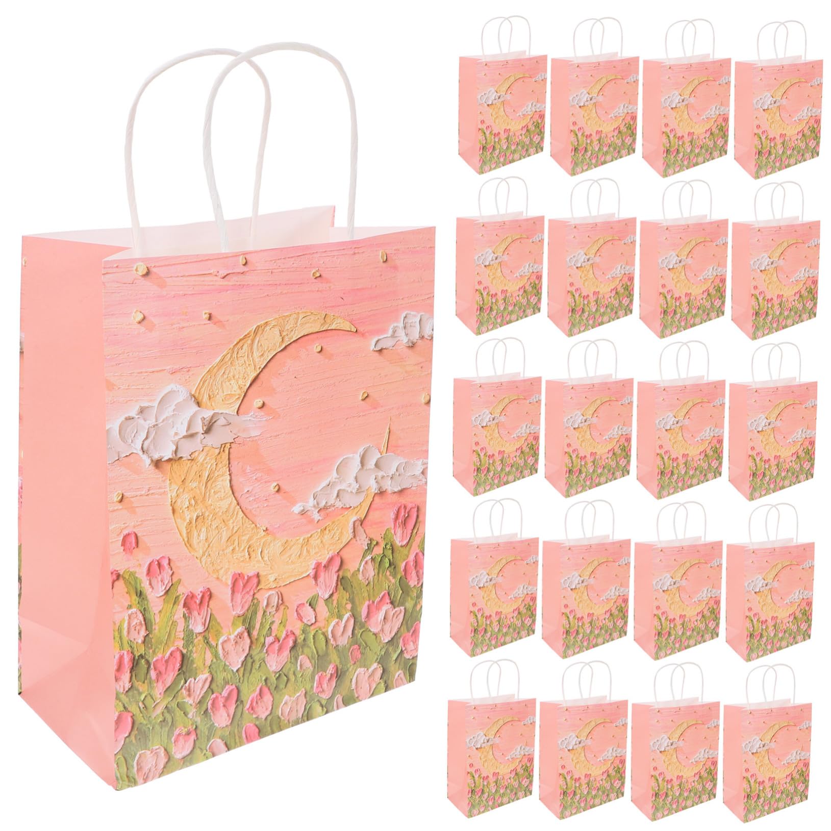 50 Stück Rosa Papier Geschenktüten mit Henkeln für Partys