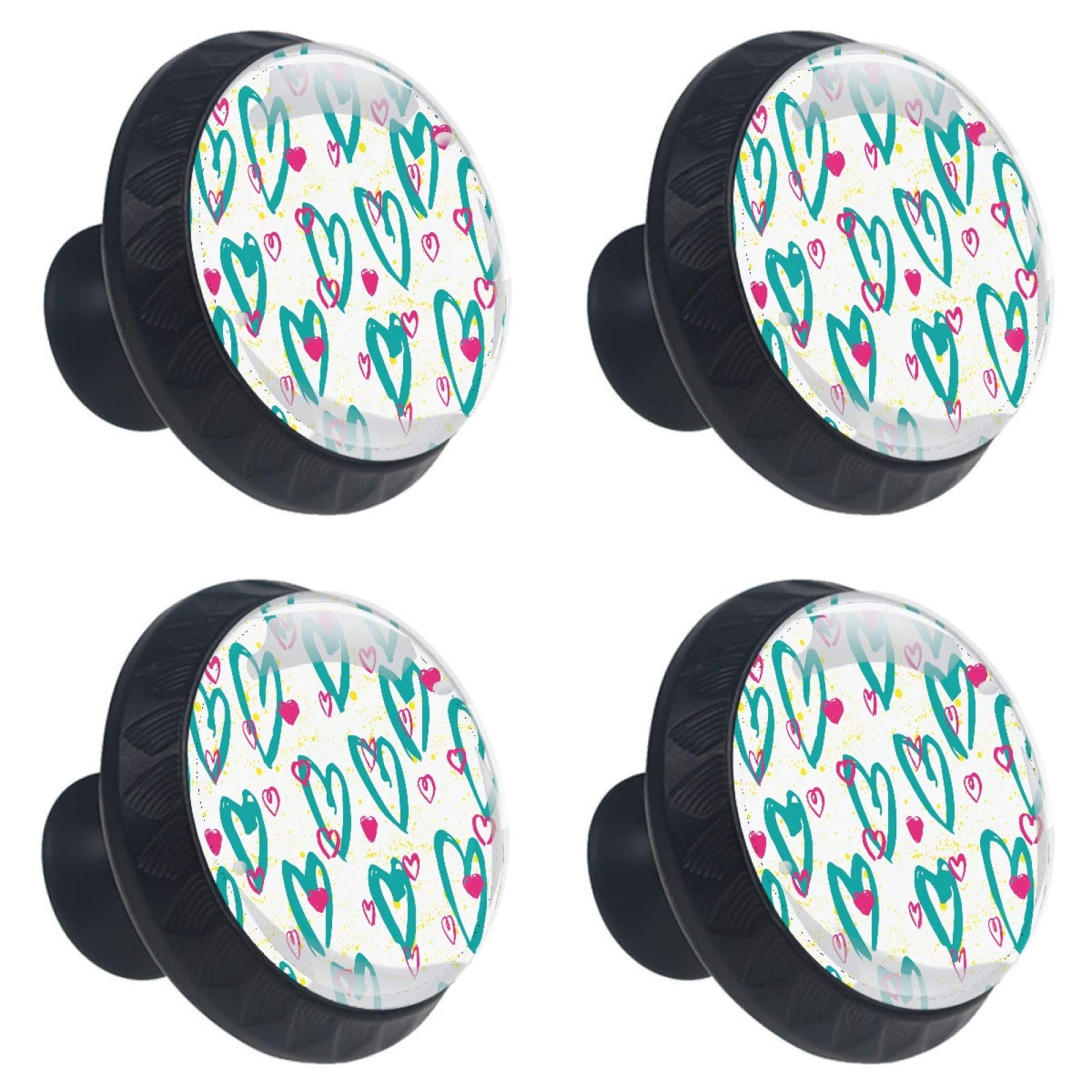 Boutons ronds en verre motif cœur 30 mm pour mercerie, couture créative et tricot fait main