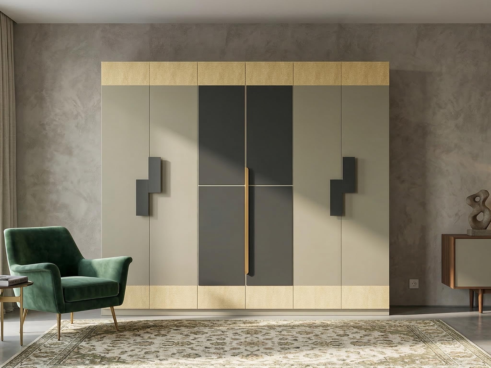 bluebell 6 door wardrobe with mirror panel | premium engineered wood bedroom wardrobe | large storage cabinet