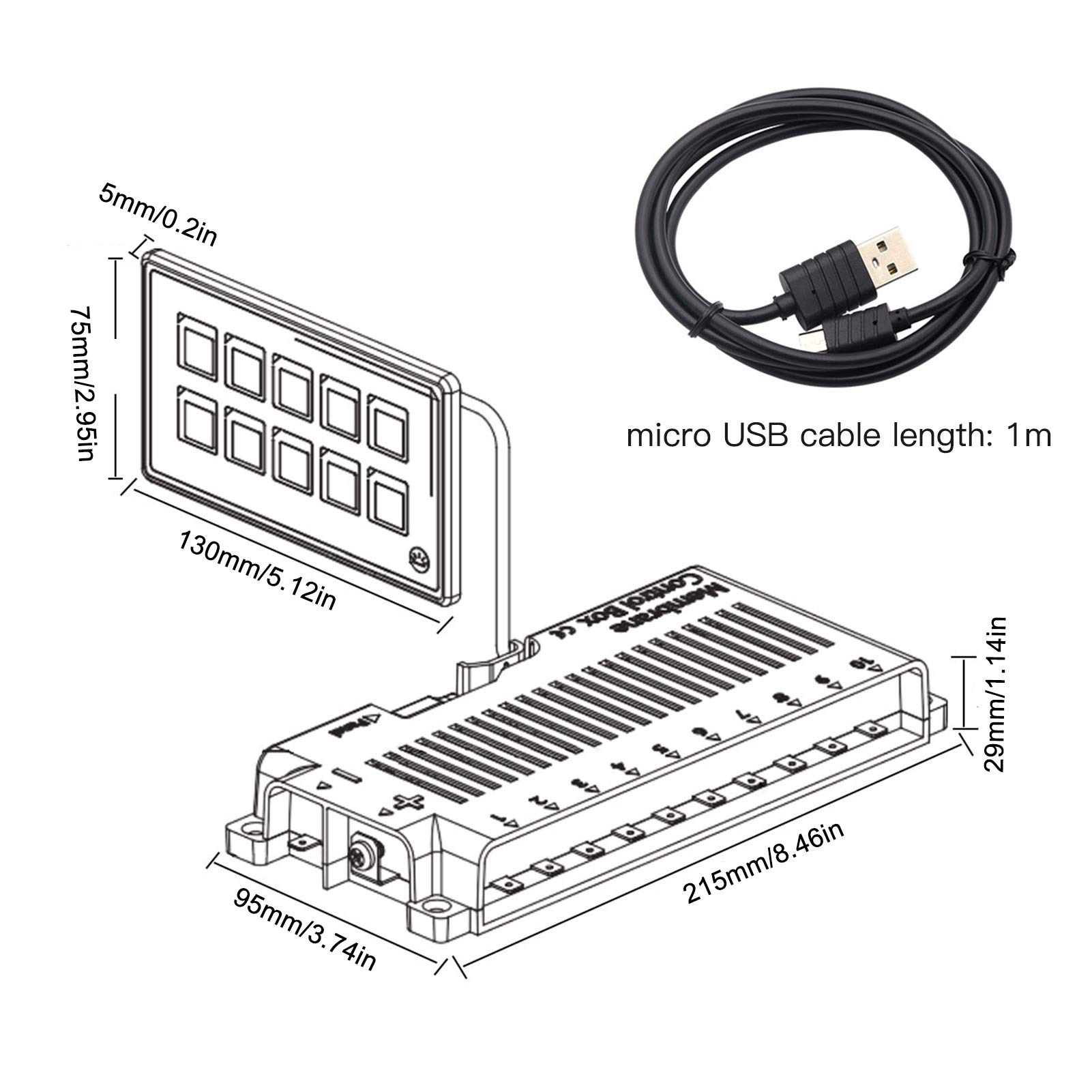 Pannello interruttori di controllo, pannello interruttori di controllo a membrana 10P Controllo APP Bluetooth con modulo retroilluminazione LED Touch PPTC integrato per camper