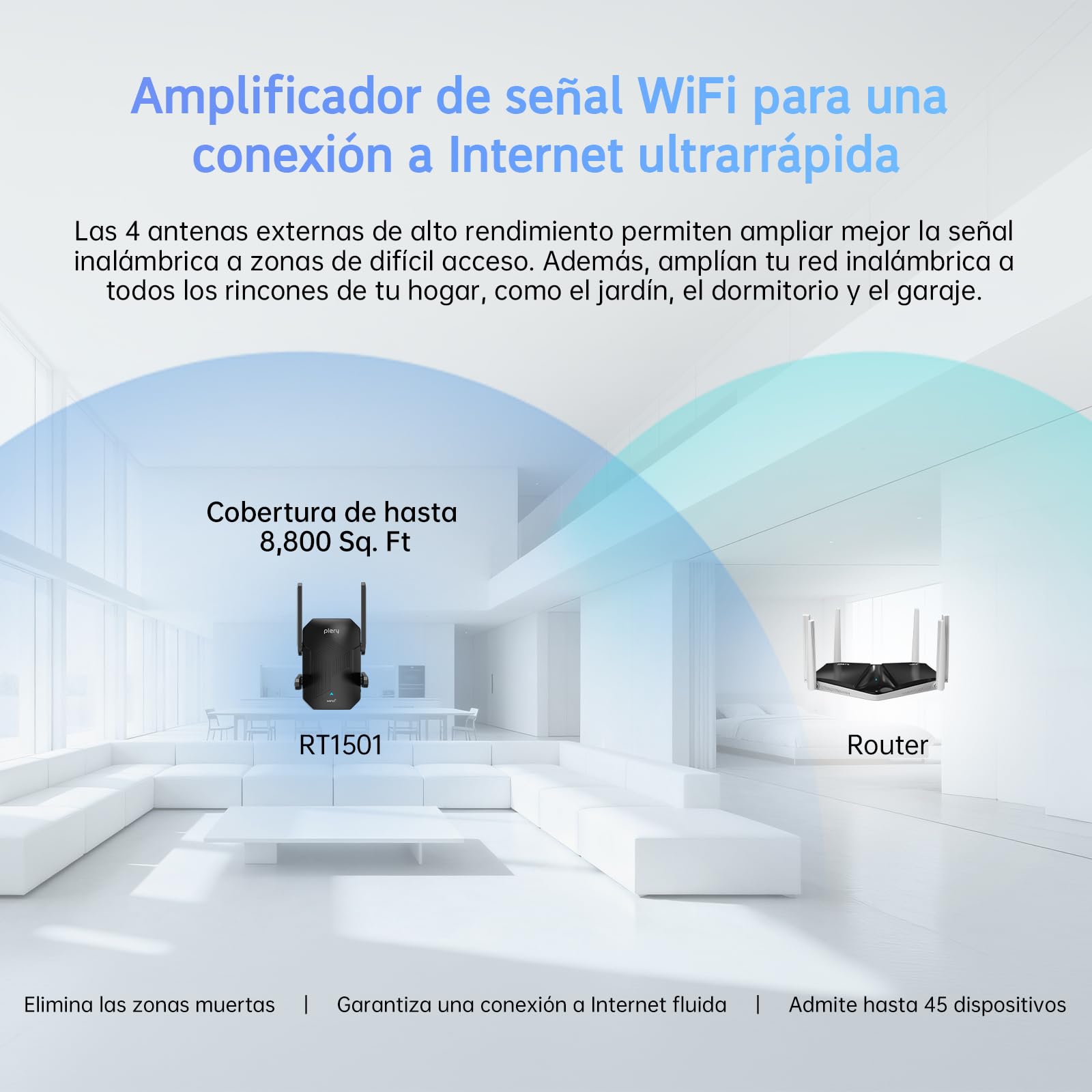 Repetidor WiFi 6 AX1500, Amplificador Señal WiFi Doble Banda 5GHz/2.4GHz, Repetidor WiFi Largo Alcance con Puerto Ethernet, MU-MIMO, WPS, Amplificador WiFi Compatible con Cualquier Router