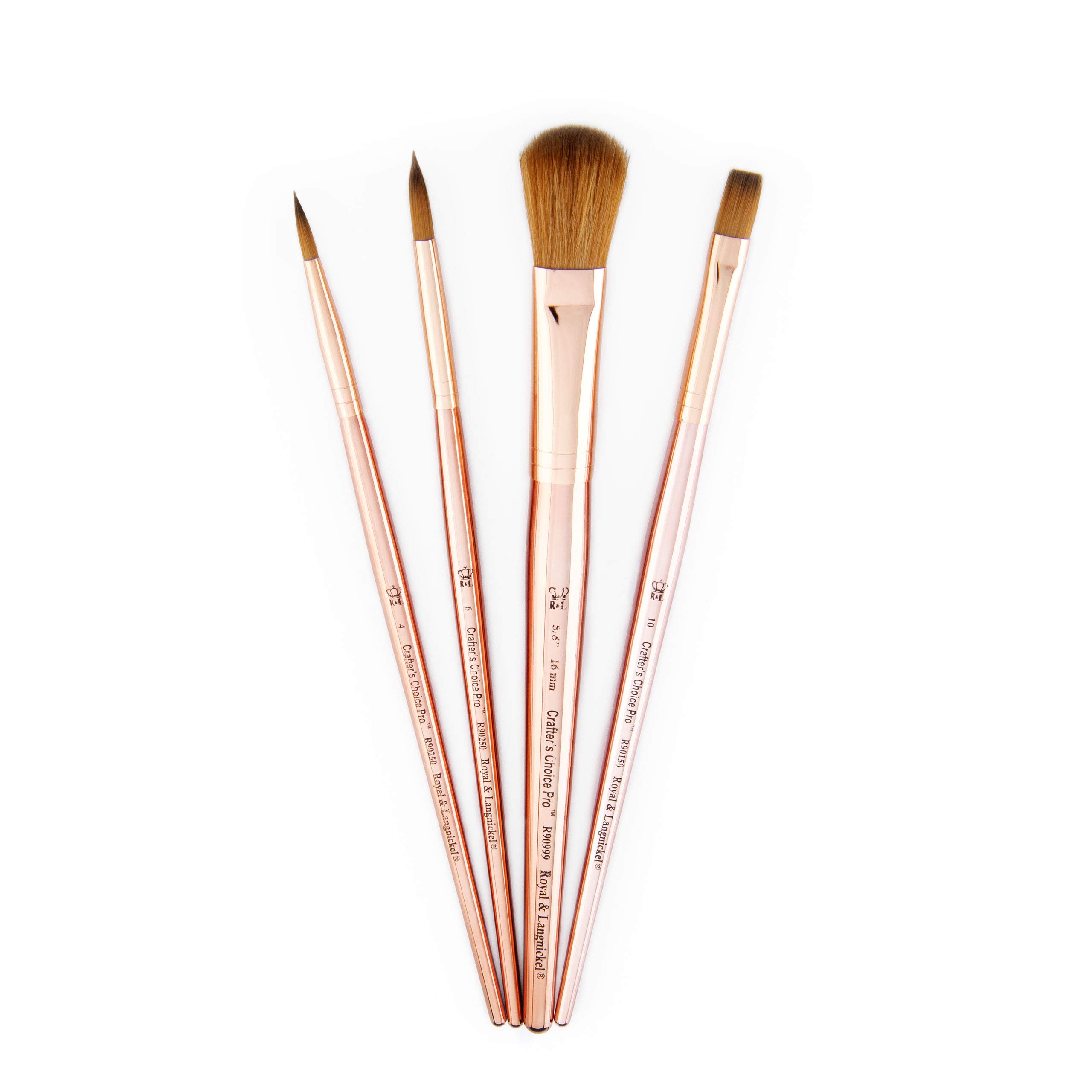 Royal & Langnickel Crafter's Choice Pro - Juego de 4 brochas de mopa sintética para manualidades