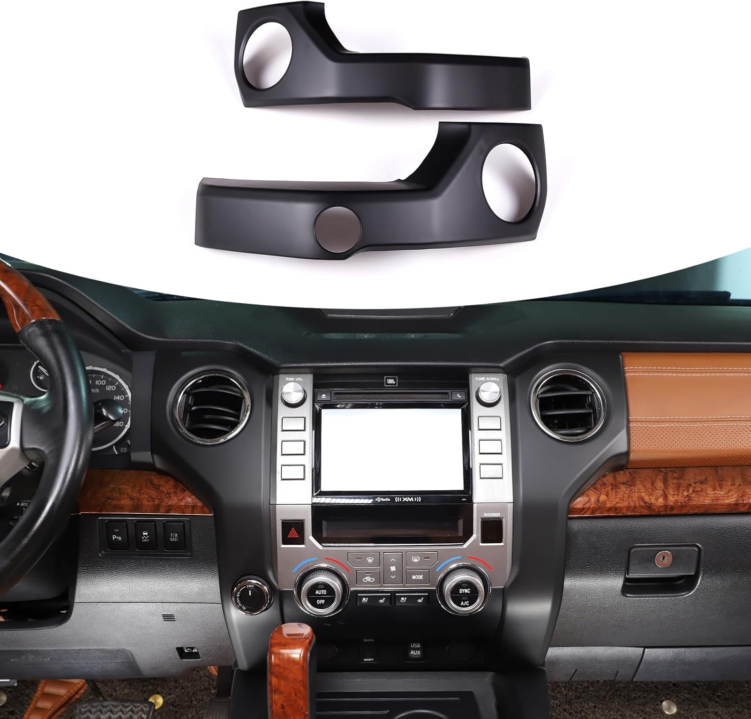 LLKUANG ABS Center Console air Conditioning air Outlet Decoration Frame Cover Trim for Toyota Tundra 2014-2020 Modification Accessories (Matt black)