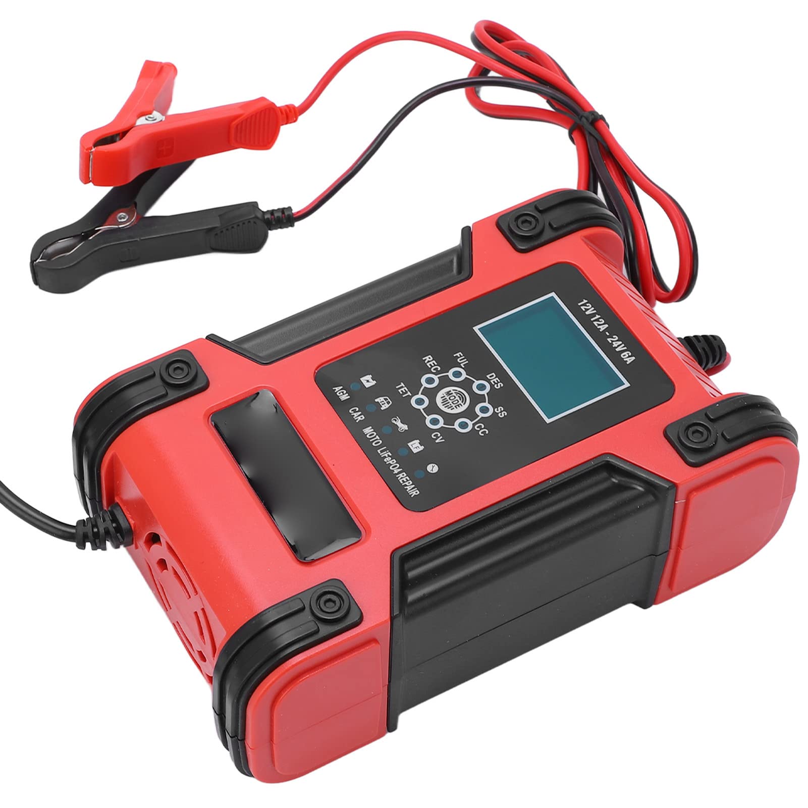 Caricabatteria a 7 Stadi, Protezione polarità Multifunzionale CA 100-240 V Raffreddamento della Ventola Manutentore Automatico della Batteria per Batteria Al Litio Ferro Fosfato