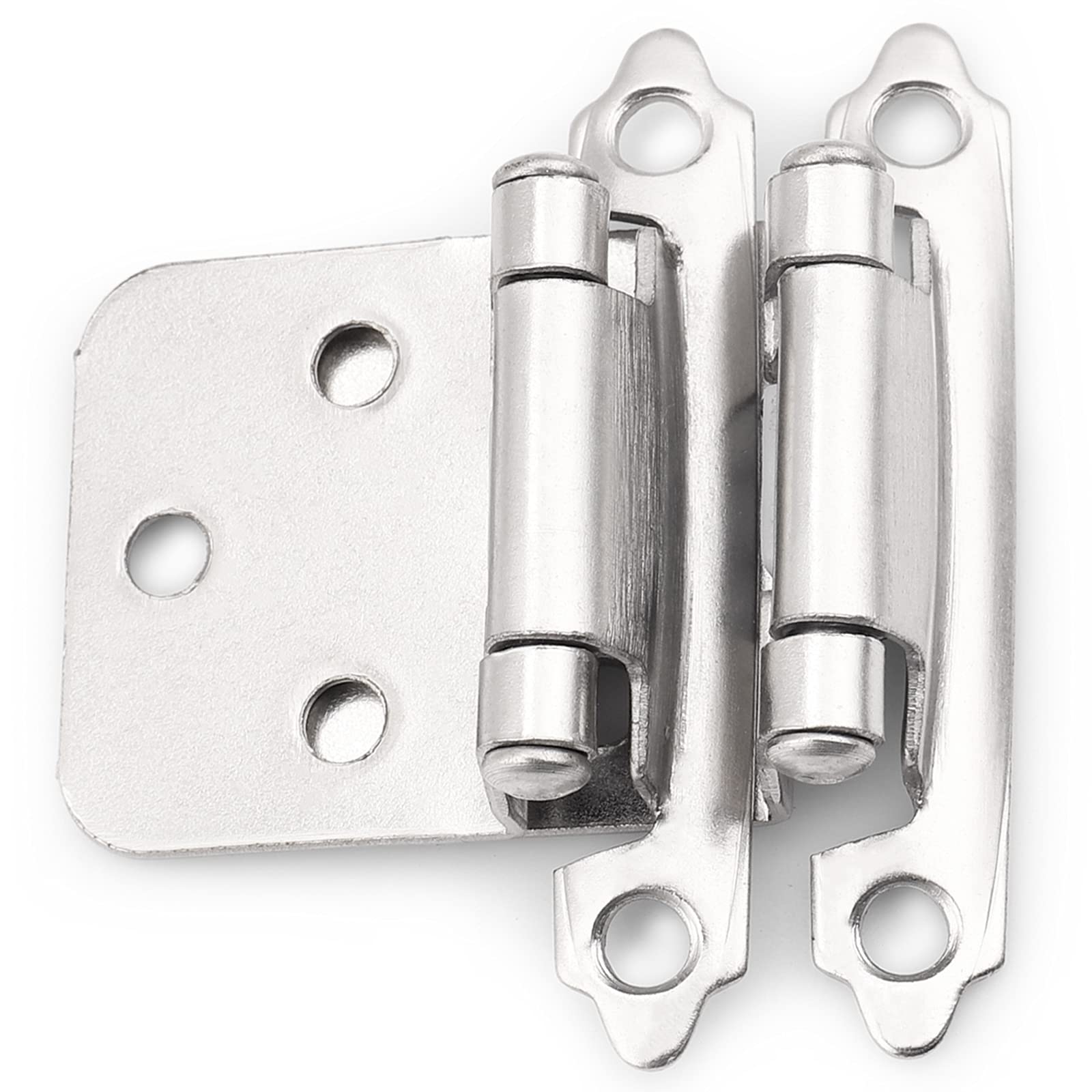 GOBEKOR20 Pack 10 pairs Brushed Nickel Cabinet Hinges Overlay Cabinet Door Hinges Self Closing Kitchen Cabinet Hinges