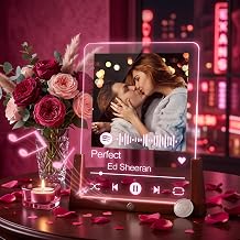 Personalized Gifts for Him Her Girlfriend Boyfriend - Spotify Plaque, Custom Music Acrylic Song Plaque Frames with Photo, Customized Gifts for Women Men Valentines Anniversary Birthday Christmas Day