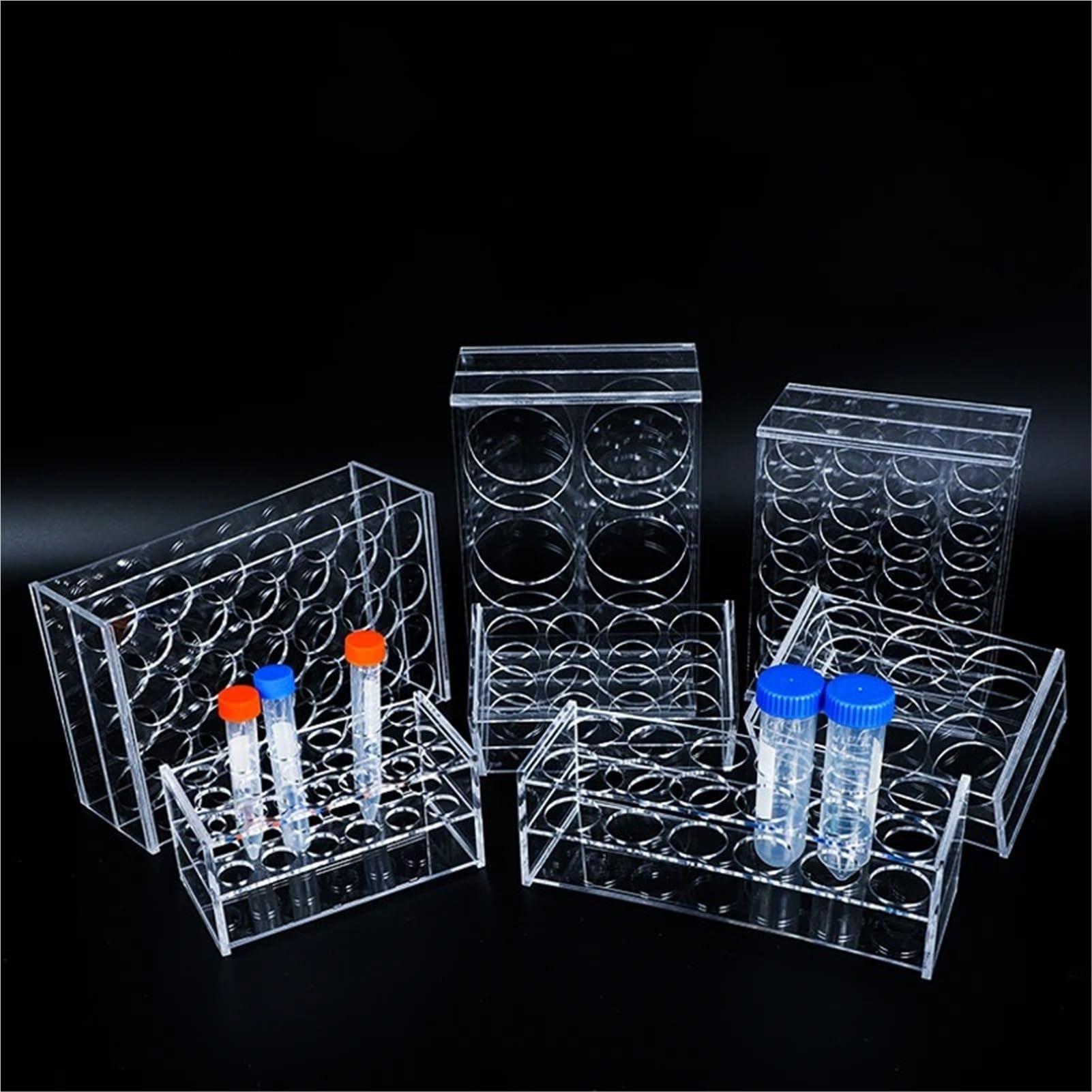Acryl-Reagenzglasgestell für Zentrifugenröhrchen, fasst 0,2 ml bis 15 ml, klares PMMA-Design, ideal für Schule und Labor, langlebig und leicht