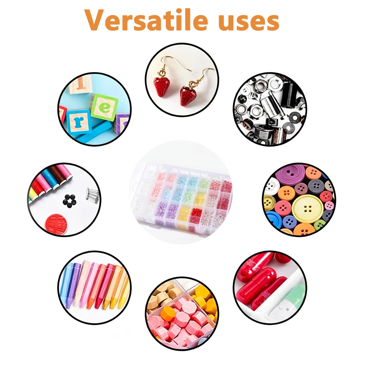 Scatole portaoggetti per piccoli oggetti, scatole trasparenti in plastica con divisori regolabili, scatole portaoggetti in plastica per perline, artigianato, gioielli, 4 pezzi
