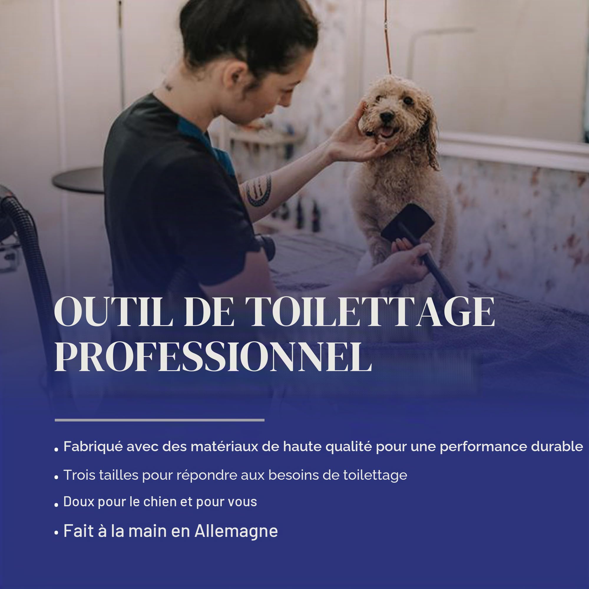 Chris Christensen Baby K Brosse démêlante pour chien Groom Like a Professional Style pelucheux Économie d'énergie Noir Taille S