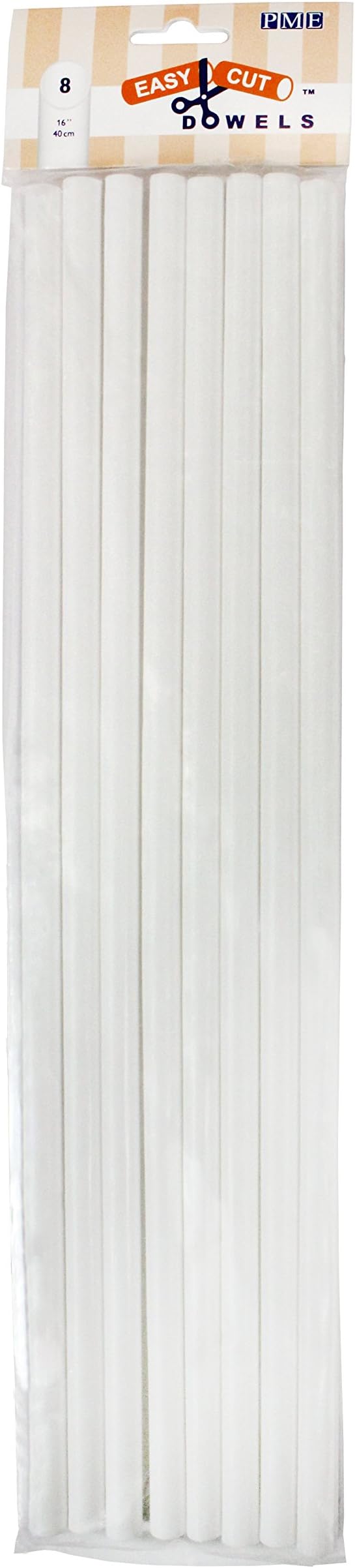 PME Easy Cut Dowels 40 cm (16-Inch), Pack of 8, Standard, White