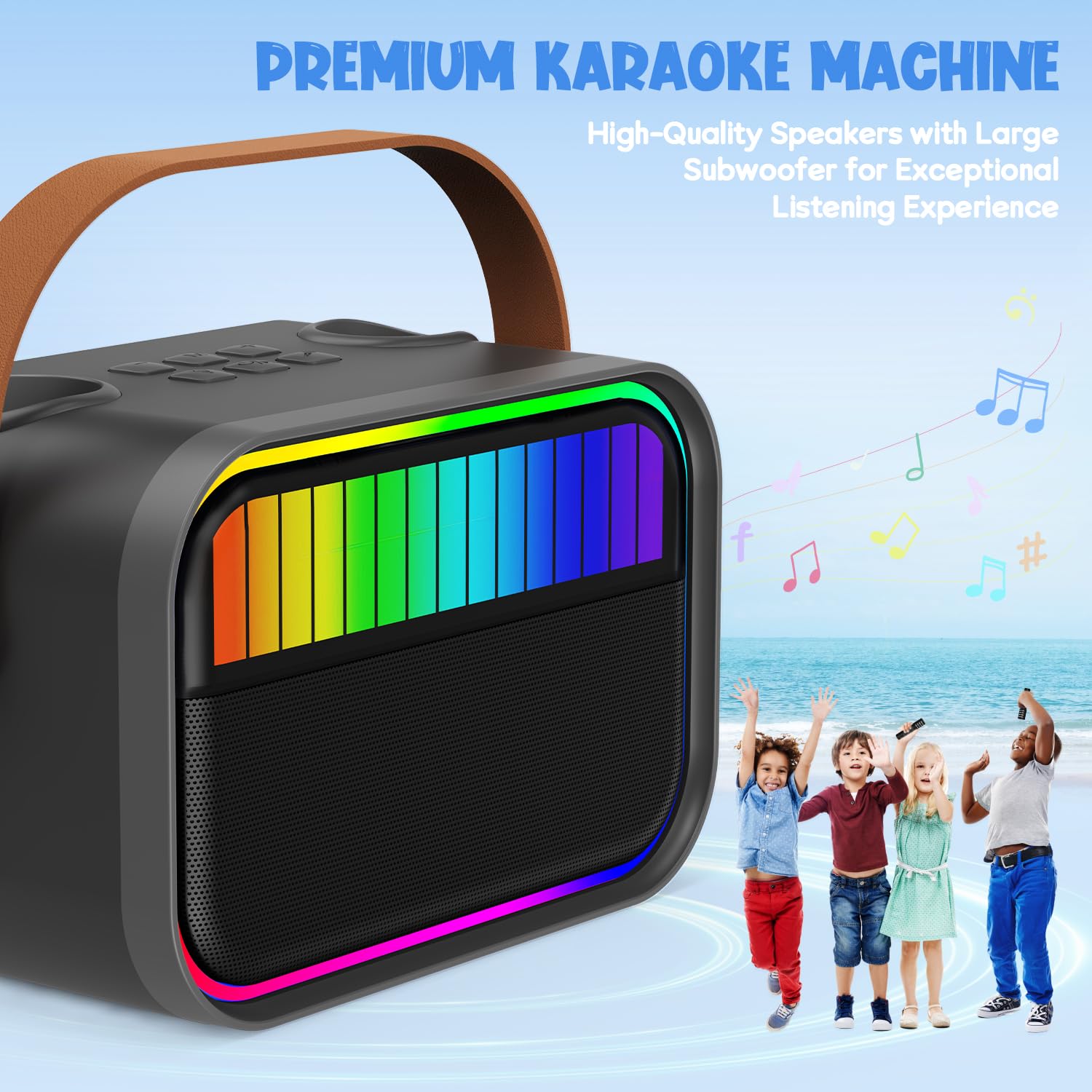 Ankuka Karaoke Infantil Karaoke 2 Microfonos Inalambricos para 4 5 6 7 8 9 10 11 12 Años, Altavoz Bluetooth Niños con Luces, Niña/Cumpleaños/Fiesta/Familia (Morado)