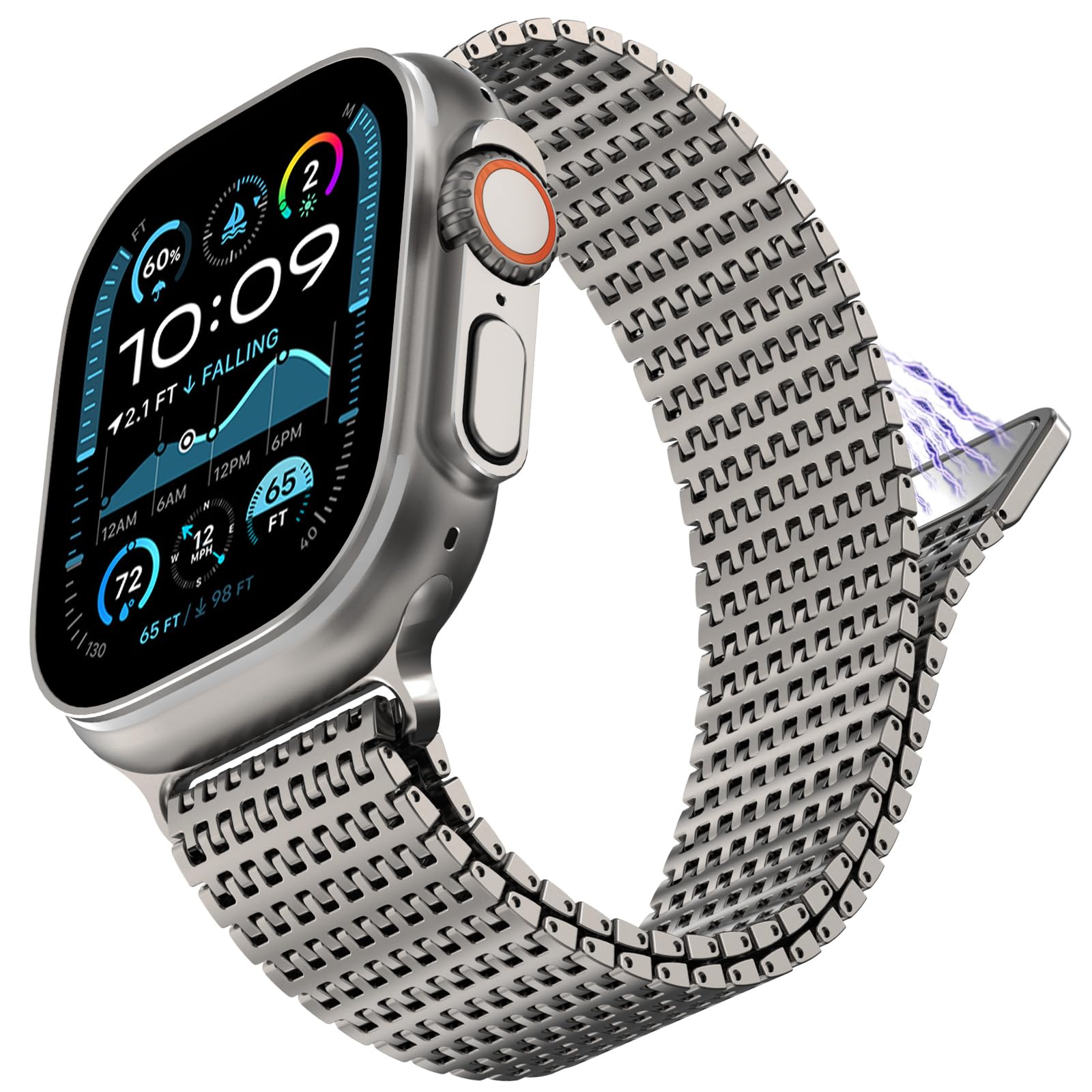 NewWays for Apple Watch Metal Bands, Stainless Steel Milanese Mesh Loop Magnetic Clasp iWatch Band for Apple Watch Ultra 2 Series 10 9 8 7 6 5 4 3 2 1