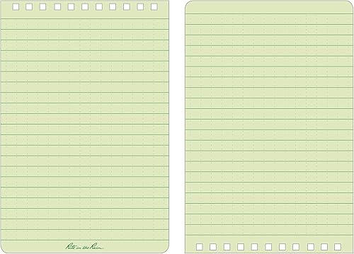 Miniatura 2 de Rite in the Rain Cuaderno de espiral superior resistente a la intemperie, 4 x 6 pulgadas, cubierta verde, patrón universal, paquete de 6 unidades