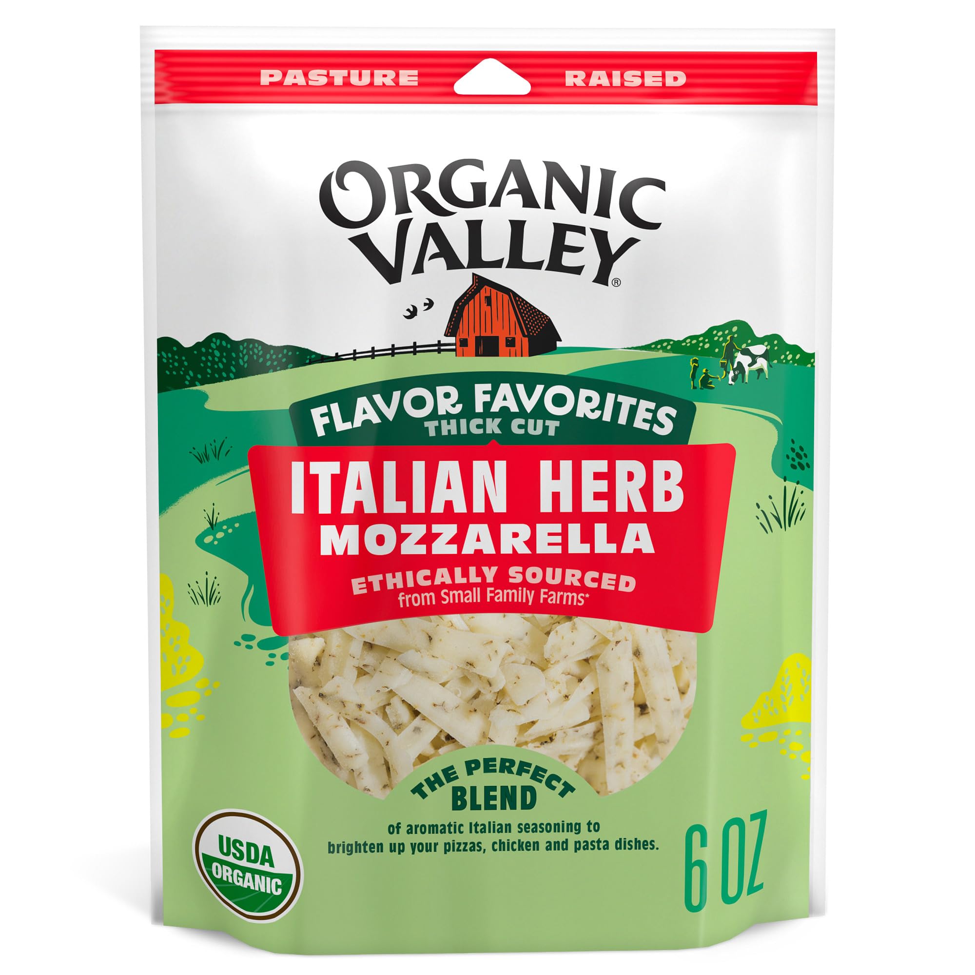 Organic Valley® Organic Italian Herb Shredded Cheese, Flavor Favorites, 6 oz