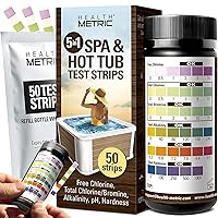 Vista 1 de Tiras de prueba para spa y bañera de hidromasaje, kit de tiras de prueba química de 5 vías para cloro, bromo y spas y bañeras - Calibrado para agua