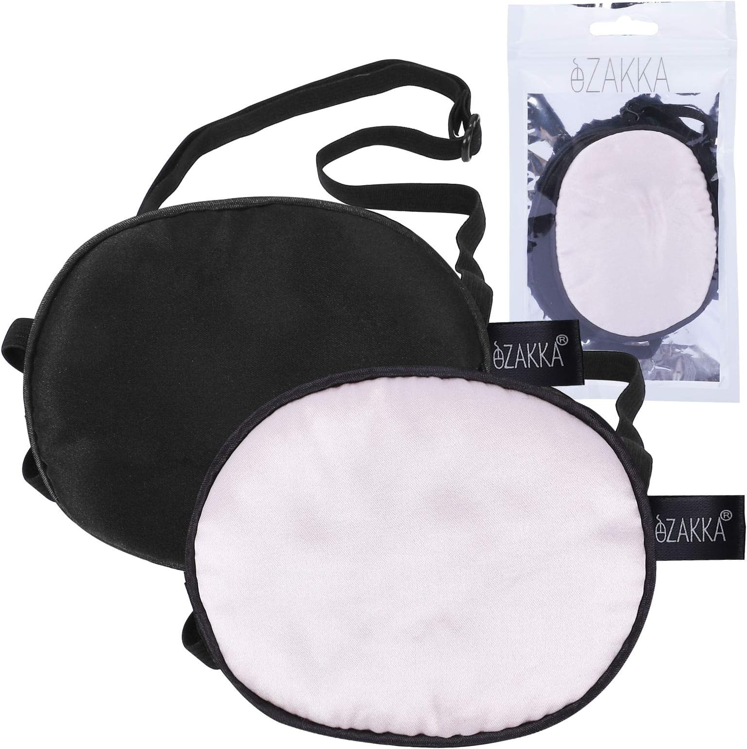 eZAKKA 2 Pieces Eye Patches for Adults Silk Eye Patch Elastic Eyepatche for Lazy Eye Amblyopia Strabismus, Black and Pink