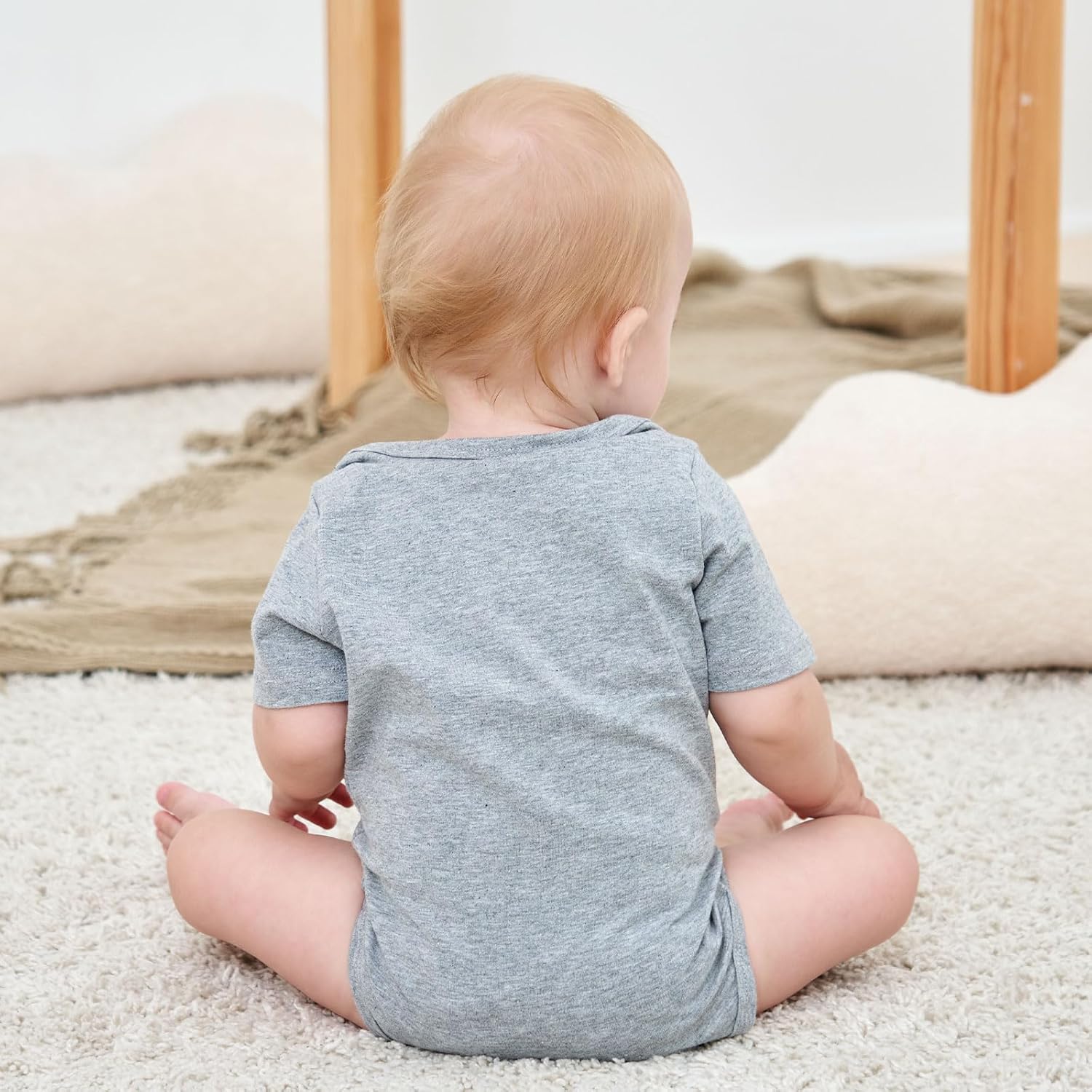 UNICOMIDEA Baby Boys Girls Romper Letter Printed Newborn Outfit Short Sleeve Bodysuits 0-12 Months Grey-12 3-6 Months image 3 of 6 B083W8X1SD