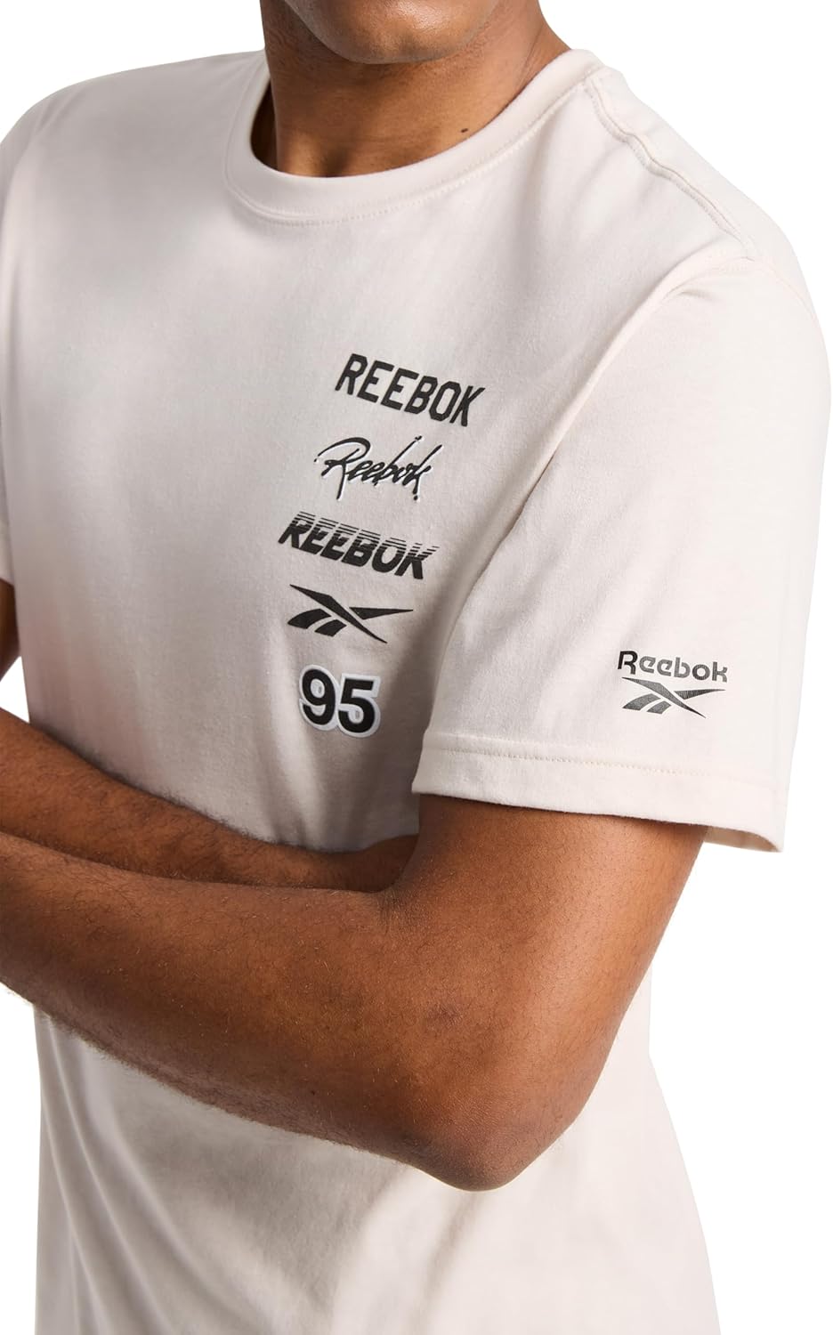 Reebok Mens Small Logo Crewneck T-Shirt, Standard Fit, Lightweight Cotton-Poly Jersey Fabric - Image 5
