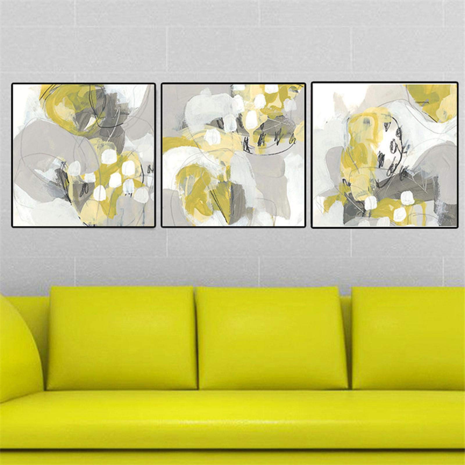 Affiche pour salon décor à la maison affiche abstraite jaune 3pcs - 8