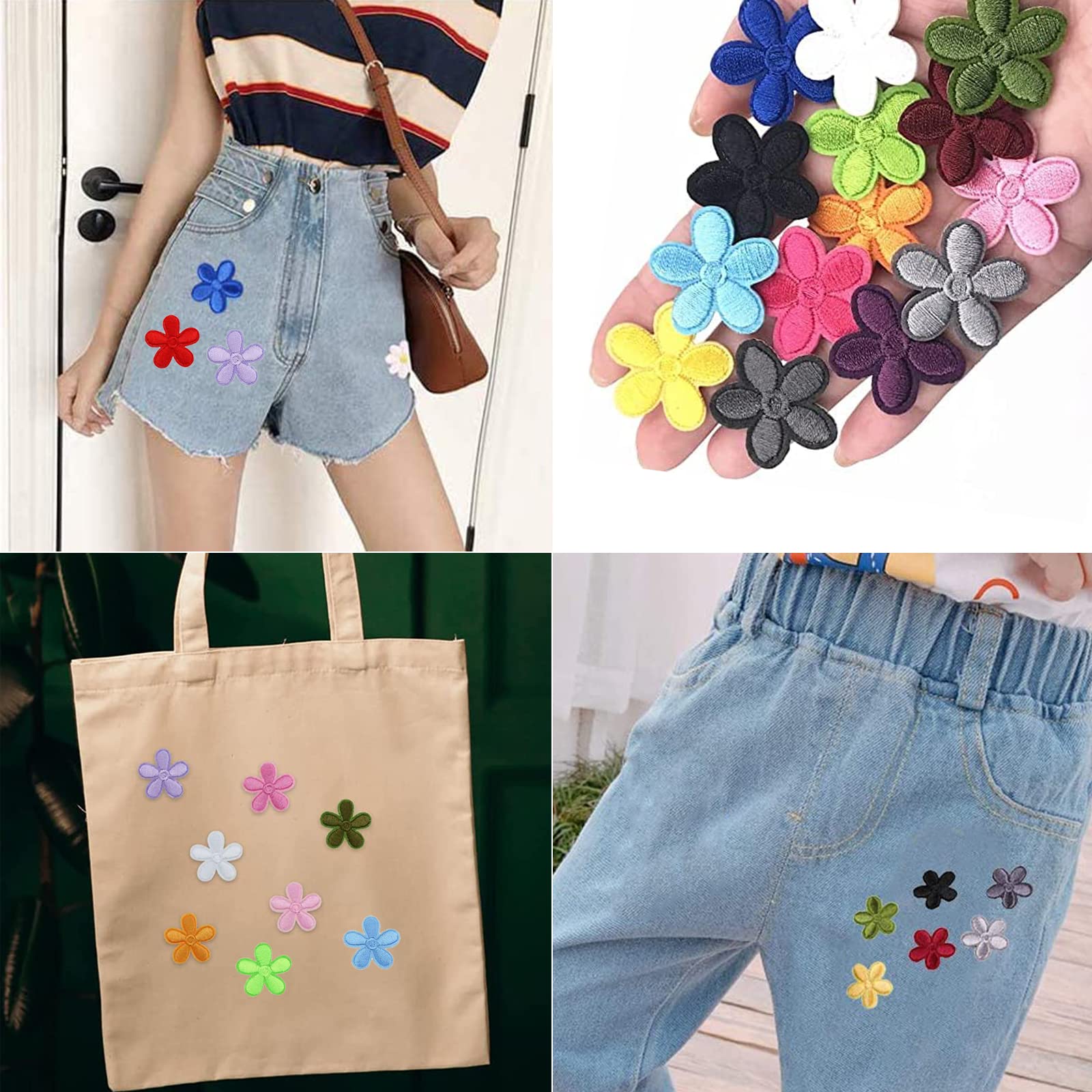 33 Pièces Patchs d'Applique de Fleurs Patch de Fleur à Repasser Patchs